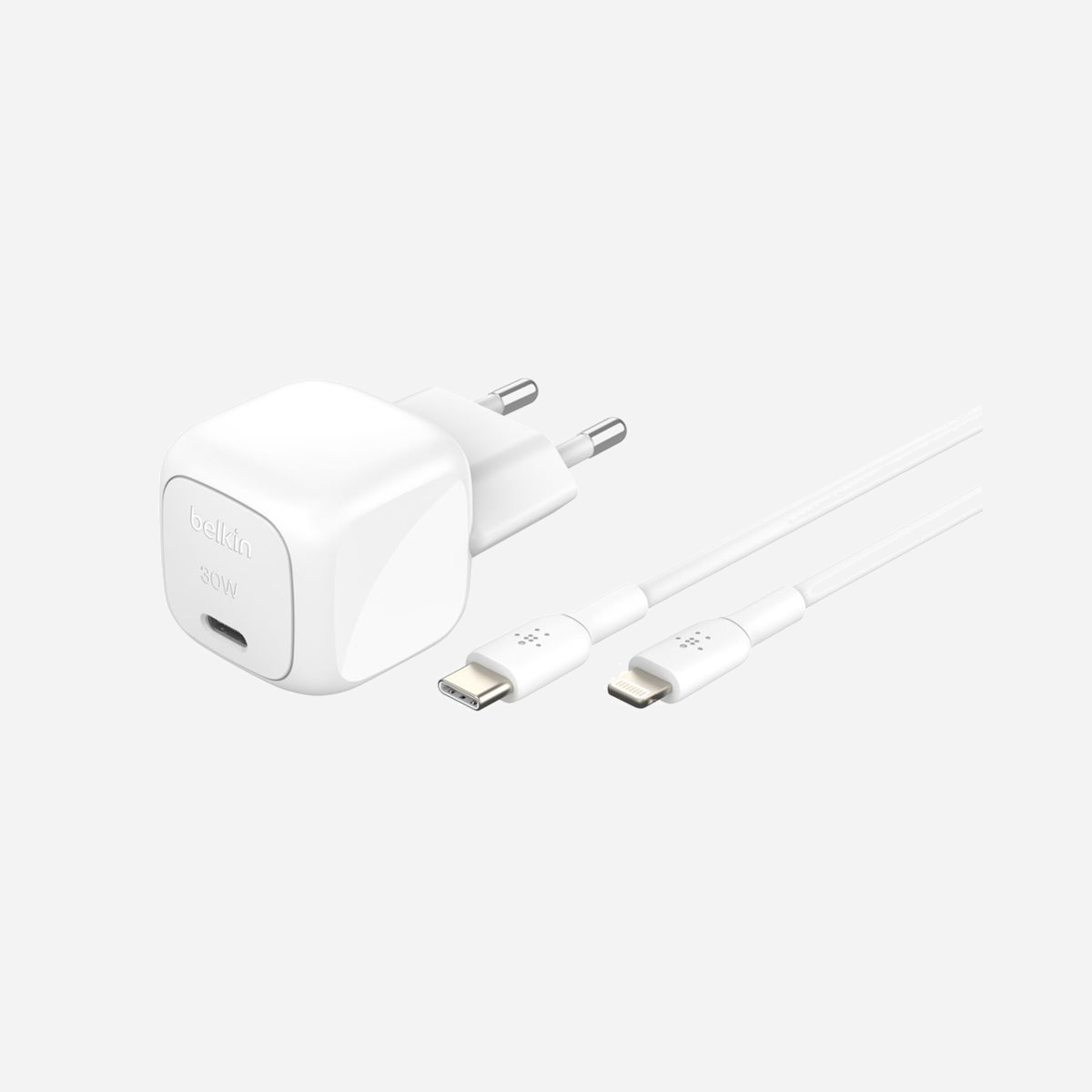 Belkin WCA008KQ1MWH-B5 Chargeur Secteur Universel USB-C 30W Power Delivery 3.1, Câble USB-C vers Lightning 1m, Blanc, Compatible MagSafe Charger - Belkin WCA008KQ1MWH-B5. Type de chargeur: Intérieure, Type de source d'alimentation: Secteur, Compatibilité de chargeur: Universel, Quantité de ports USB de type C: 1, Charge rapide. Longueur de câble: 1 m, Couleur du produit: Blanc