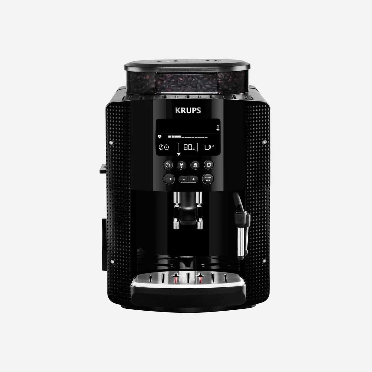 Krups EA8150 Machine Expresso Automatique 1.7L 1450W 15 bar, Broyeur Intégré 260g, Écran LCD, Café en Grains, 2 Tasses, Anti-Calc, Noir - Krups EA8150. Type de produit: Machine à expresso, Type de cafetière: Entièrement automatique, Capacité du réservoir d'eau: 1,7 L, Type d'entrée à café: Café en grains, Réservoir de café: Tasse, Capacité en tasses: 2 tasses, Broyeur intégré. Type d'écran: LCD. Puissance: 1450 W. Couleur du produit: Noir