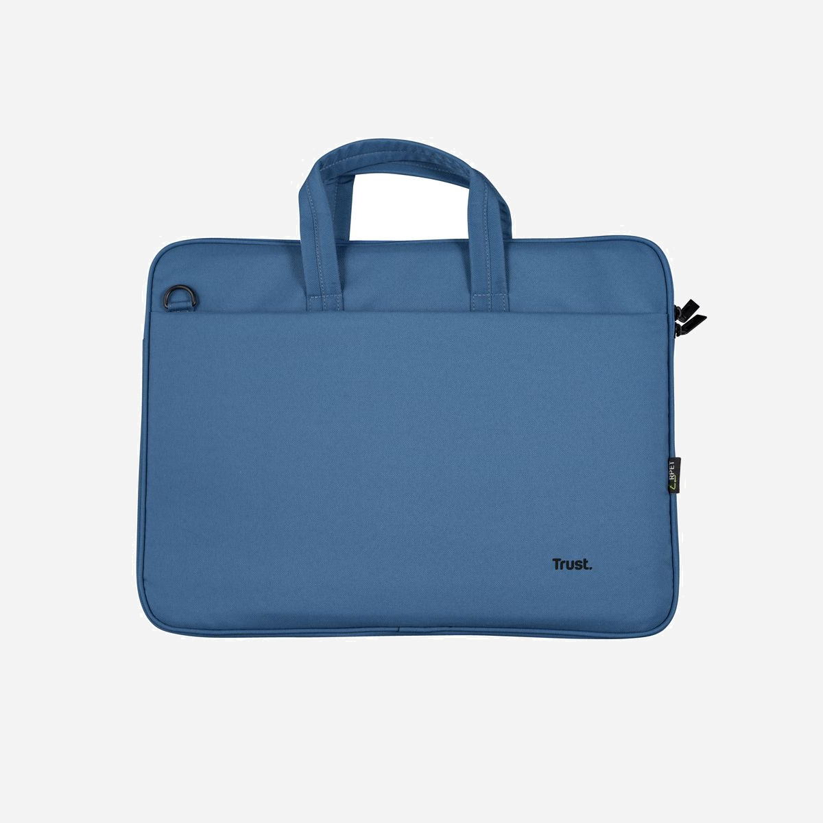 Trust Bologna Malette 16" (40.6cm) Bleu - PET Recyclé, Compartiments Multiples, Compatible 14", Sangle Épaule Amovible, 410x290x20mm - <b><br>Sac mince écologique pour ordinateurs portables de 14 pouces</b><br><br>Sac pour ordinateur portable mince et écologique, fabriquée à partir de matériaux PET recyclés ; pour ordinateurs portables jusqu'à 14 pouces