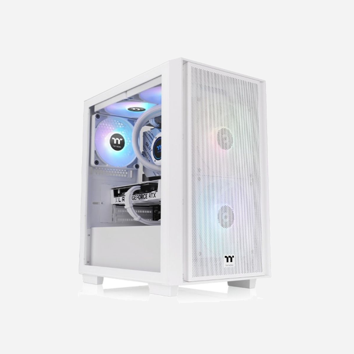 Thermaltake Versa H16 TG ARGB Blanc Micro Tower (CA-1Y8-00S6WN-01) - Micro ATX/Mini-ITX, 2x120mm ARGB avant, 1x120mm arrière, USB 3.2 Gen 1, vitre latérale, SPCC - Thermaltake Versa H16 TG ARGB. Format: Micro Tower, Type: PC, Couleur du produit: Blanc. Ventilateurs installés avant: 2x 120 mm, Prise en charge des diamètres des ventilateurs avants: 120,140 mm, Ventilateurs arrières installés: 1x 120 mm. Tailles de disques durs supportées: 2.5,3.5". Largeur: 216 mm, Profondeur: 378 mm, Hauteur: 404 mm