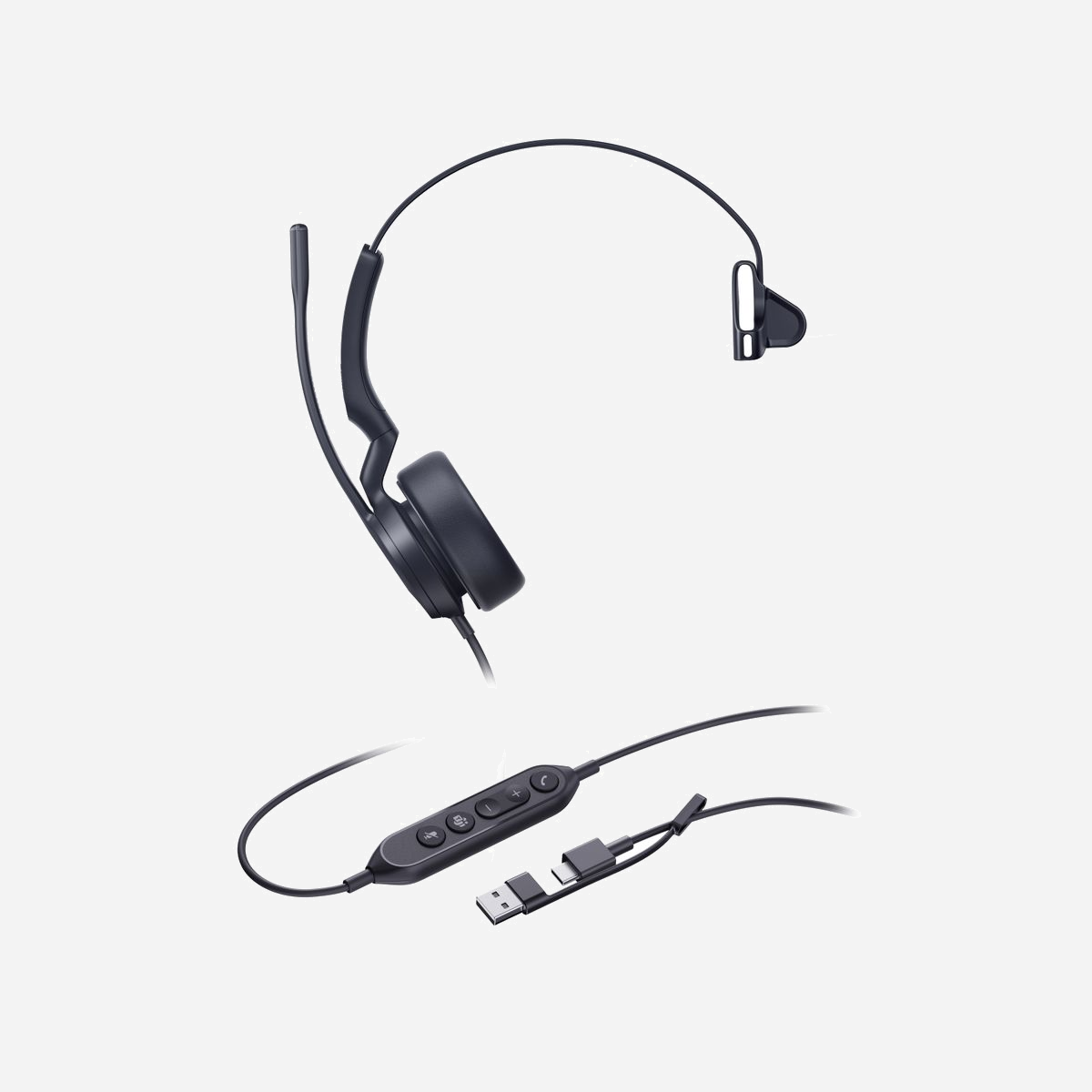 Yealink UH44 Mono Teams Casque filaire USB-C/A, arceau supra-aural, microphone antibruit intégré, compatible Windows/macOS, câble 2.15m noir - Le casque Yealink UH44 est un casque filaire professionnel qui allie confort tout au long de la journée et son clair et fiable pour les appels.