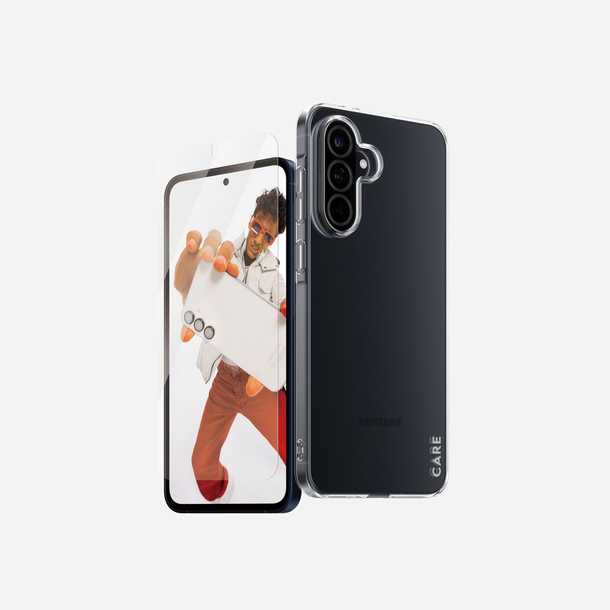 PanzerGlass CARE Protection d'écran Samsung Galaxy A56 5G - Verre Trempé, PET, Silicone - Résistant Rayures/Chocs - 6.7" (158.76x74.06mm) - Transparent - PanzerGlass CARE by ® Fashion 2-in-1 Bundle Samsung Galaxy A56 5G. Compatibilité de marque: Samsung, Compatibilité: Samsung - Galaxy A56 5G. Application à sec. Fonctions de protection: Résistant aux rayures, Résistant aux chocs. Matériel: Verre trempé, Polyéthylène téréphthalate (PET), Silicone, Couleur du produit: Transparent. Quantité: 1 pièce(s)