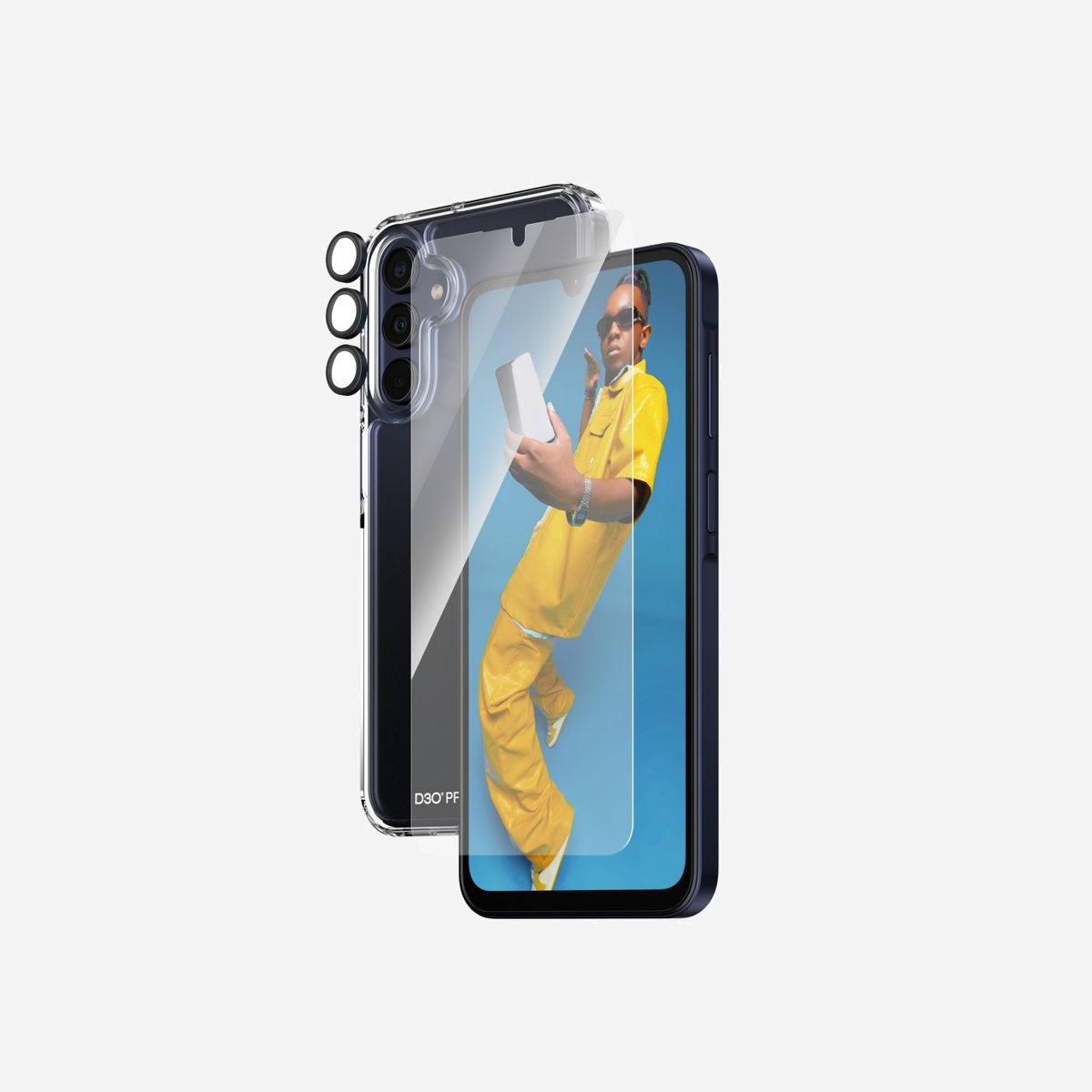 PanzerGlass Protection Écran 3-en-1 pour Samsung Galaxy A14/A15/A15 5G - Verre Trempé, PET, Silicone - Ultra-Wide Fit, EasyAligner, Résistant aux Rayures/Chocs. - PanzerGlass ® 3-in-1 Protection Pack Samsung Galaxy A15 | A15 5G | Ultra-Wide Fit w. EasyAligner. Compatibilité de marque: Samsung, Compatibilité: Samsung - Galaxy new A14, Samsung - Galaxy new A14 5G. Application à sec. Fonctions de protection: Résistant aux rayures, Résistant aux chocs. Matériel: Verre trempé, Polyéthylène téréphthalate (PET), Silicone, Couleur du produit: Transparent. Quantité: 1 pièce(s)