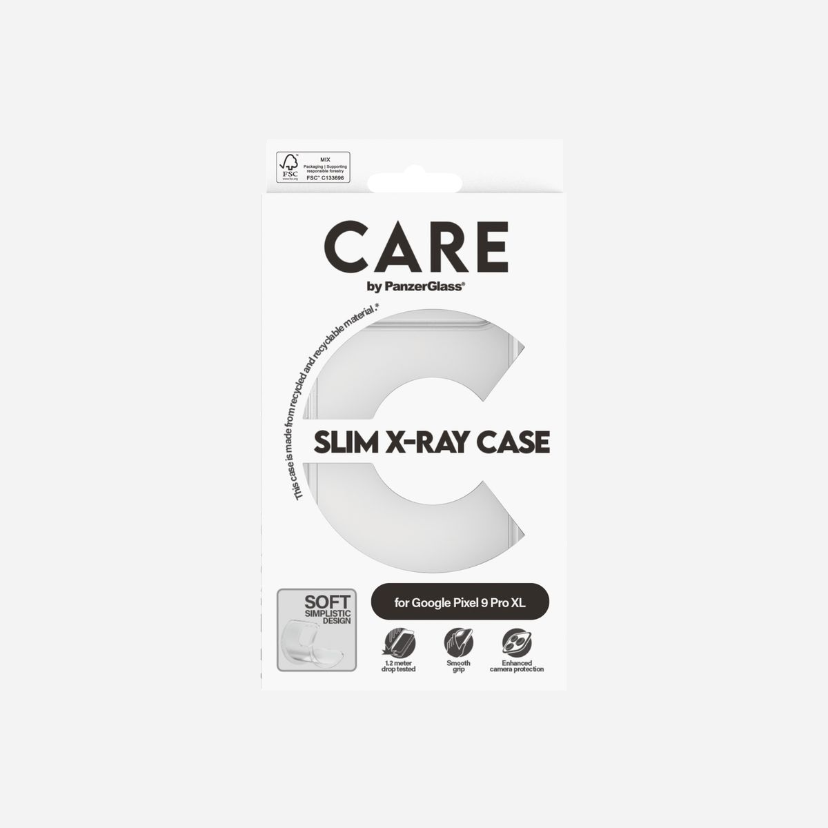 PanzerGlass CARE Housse Transparent X-Ray Soft Basic Google Pixel 9 Pro XL - Protection Rayures/Chocs MIL-STD-810H - 81x167x15mm - 32g - PanzerGlass CARE by ® Fashionable Case Transparent X-Ray Soft Basic Google Pixel 9 Pro XL. Type d'étui: Housse, Compatibilité de marque: Google, Compatibilité: Google - Pixel 9 Pro XL, Couleur du produit: Transparent