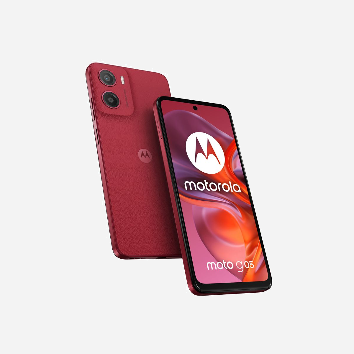 Motorola moto g05 Rouge : Écran 6.67" LCD 90Hz, MediaTek Helio G81 Extreme, 4Go RAM, 128Go Stockage, Android 15, Batterie 5200mAh, Double SIM 4G - <b>Des photos plus nettes. Des histoires exceptionnelles.</b><br>Profitez d’images et d’un son à couper le souffle avec le nouveau moto g05. Regardez vos émissions et films préférés sur un écran ultra lumineux de 6,67" même en plein soleil. Profitez également d’un son multidirectionnel grâce aux puissants haut-parleurs stéréo équipés de Bass Boost. Prenez de splendides photos d’une grande netteté, de jour comme de nuit, avec l’appareil photo Quad Pixel de 50 MP(2) équipé du mode Portrait optimisé par l’IA. Augmentez votre vitesse grâce à des performances ultra efficaces et jusqu’à 12 Go de RAM avec l’extension de RAM(5). Avec sa finition en cuir vegan, son design résistant aux éclaboussures(4) et son verre Corning® Gorilla® Glass 3, le moto g05 vous offre une élégance qui dure. Vous pouvez compter sur sa batterie longue durée de 5 200 mAh et sur sa charge TurboPower™. Vous bénéficiez également d’un vaste espace de stockage pour conserver tous vos contenus et créations. Le moto g05 est tout simplement extraordinaire.