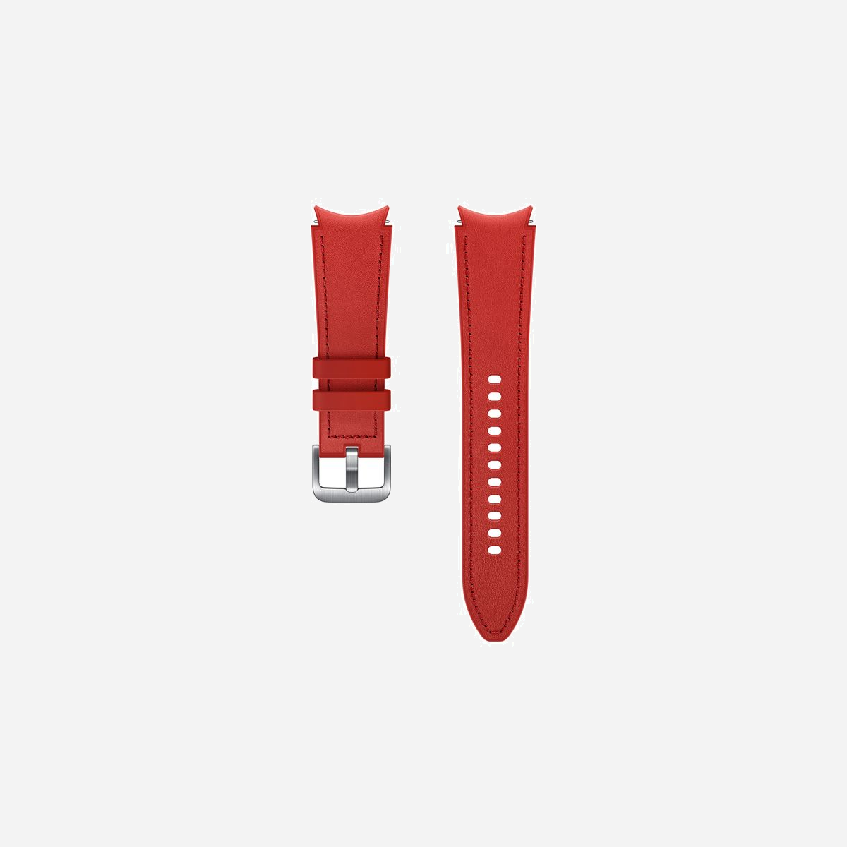 Bande Samsung ET-SHR89LREGEU Rouge Cuir 20mm pour Galaxy Watch4, résistant à la sueur, poids 22.1g - Un style signature conçu pour vos besoins quotidiens<br>La matière externe en cuir de haute qualité et la matière interne en fluoroélastomère résistante à la transpiration, témoignent de la qualité supérieure du bracelet en cuir hybride de la Galaxy Watch4. Conçu dans un souci d'esthétique et de simplicité d'utilisation, ce bracelet s'adapte à tous vos besoins, quotidiens comme sportifs.<br><br>Collectez plus précisément vos données<br>Le bracelet en cuir hybride permet une prise ferme et stable de votre Galaxy Watch4. Il est conçu pour que votre Galaxy Watch4 s'attache parfaitement à votre poignet, améliorant ainsi les outils de mesure de votre montre connectée.<br><br>Assortissez votre bracelet à vos envies<br>Choisissez parmi 9 couleurs de bracelet haut de gamme pour assortir votre montre à toutes les situations et quelque soit le temps. Que vous couriez par une journée ensoleillée, que vous restiez confortablement installé chez vous ou que vous participiez à des réunions, laissez votre montre dévoiler tous vos états d'esprit en fonction de votre environnement grâce à sa palette de couleurs.