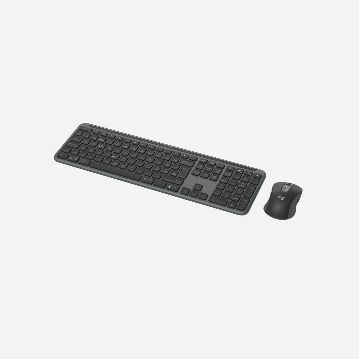 Logitech Signature Slim Combo MK950 - Clavier QWERTZ Suisse + Souris - Sans Fil RF/Bluetooth 5.1 - Rétroéclairage - 4000 DPI - Graphite - Logitech Signature Slim Combo MK950. Facteur de forme du clavier: Taille réelle (100 %). Style de clavier: Droit. Technologie de connectivité: Sans fil, Interface de l'appareil: RF sans fil + Bluetooth, Interrupteur à clé de clavier: Commutateur de touche « ciseaux », Disposition des touches du clavier: QWERTZ, Utilisation recommandée: Bureau. Couleur du produit: Graphite. Souris incluse