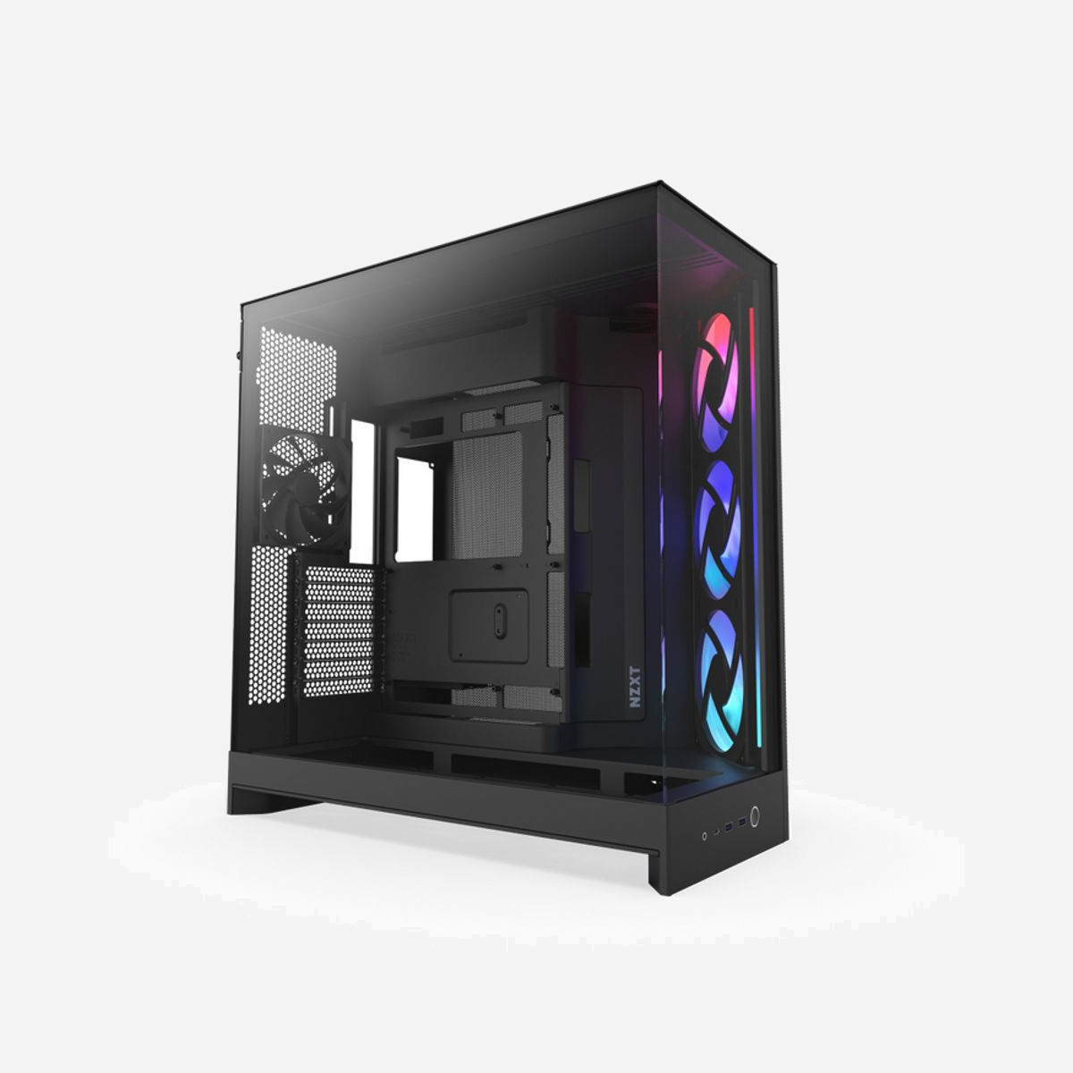 NZXT H9 Flow RGB - Boîtier PC Midi Tower Noir, Mesh/SGCC/Verre Trempé, ATX/EATX/microATX/Mini-ITX, 2x3.5", 6x2.5", 3x140mm avant, 1x120mm arrière - NZXT H9 Flow RGB. Format: Midi Tower, Type: PC, Couleur du produit: Noir. Ventilateurs installés avant: 3x 140 mm, Prise en charge des diamètres des ventilateurs avants: 120,140 mm, Ventilateurs arrières installés: 1x 120 mm. Tailles de disques durs supportées: 2.5,3.5". Largeur: 315 mm, Profondeur: 481 mm, Hauteur: 506 mm