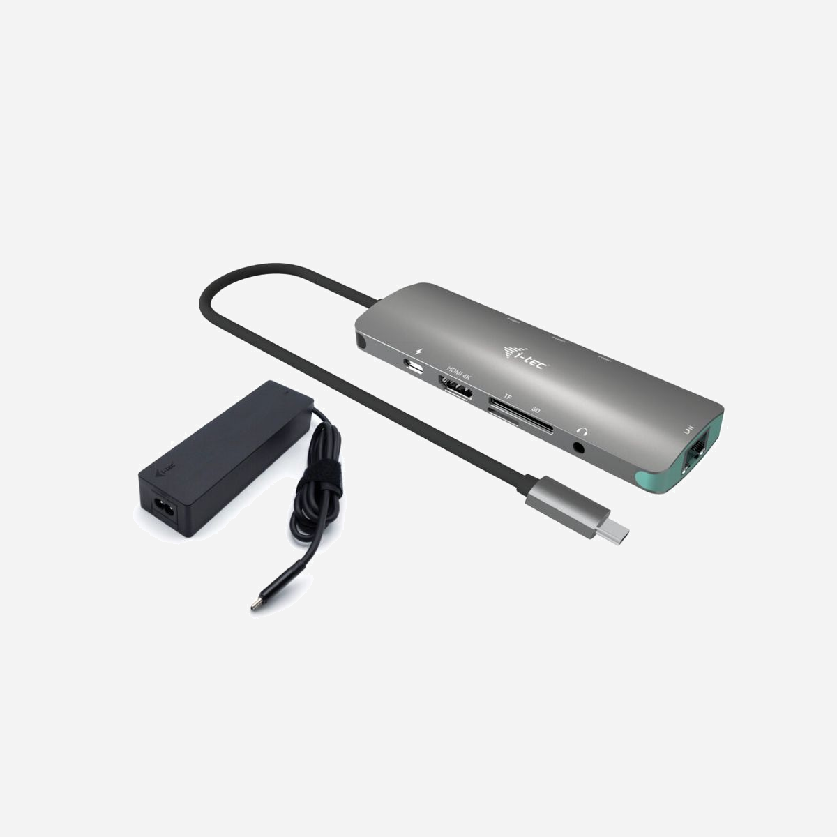 i-tec Station d'accueil USB-C Metal Nano 4K HDMI LAN PD 100W + Chargeur Universel 100W - USB 3.2 Gen1, RJ-45, Lecteurs SD/MicroSD, Windows/macOS/Linux - Étendez votre bureau avec un moniteur HDMI externe ou connectez un projecteur ou un téléviseur avec HDMI. La station d’accueil prend en charge les vidéos Ultra HD 4K jusqu’à 3840×2160@60Hz, y compris l’audio.<br><br>La station offre également une alimentation USB-C Power Delivery jusqu’à 100 W, conçue pour alimenter un ordinateur portable ou une tablette connecté(e) à l’aide de votre adaptateur secteur d’origine. La station d’accueil prend également en charge le chargement des appareils mobiles USB connectés, tels que les smartphones, les lecteurs de livres électroniques, les lecteurs multimédias, les appareils de navigation et les tablettes.<br><br>Vous disposerez également de 3x le port USB 3.2 Gen1 (5 Gbps), 1x le port Ethernet GLAN RJ-45, 1x le port USB-C Power Delivery, 1x la prise audio Combo (casque et microphone), 1x le lecteur de carte SD et 1x le lecteur de carte microSD.<br><br>Connectez la station d’accueil avec un seul câble (30 cm) au port USB-C, USB4 ou Thunderbolt 3/4 de votre ordinateur et vous êtes prêt à l’utiliser immédiatement. L’installation du pilote est automatique depuis le système.<br><br>Cette station d’accueil peut être utilisée avec tous les ordinateurs portables et autres appareils équipés d’un connecteur USB-C avec prise en charge du transfert vidéo (mode USB-C DisplayPort Alt). En cas d’incompatibilité, votre nouveau produit i-tec risque de ne pas fonctionner correctement.<br><br>La station d’accueil est également livrée avec un adaptateur d’alimentation USB-C d’une puissance totale de 100 W (port USB-C : 100 W).<br><br>- Connectez un moniteur externe jusqu’à 4K/60Hz<br>- Puissance délivrée : jusqu’à 100 W (adaptateur d’alimentation de 100 W inclus).<br>- 3x USB 3.2 Gen1 (5 Gbps), 1x SD et 1x microSD vous permettent de connecter facilement vos appareils et périphériques USB.<br>- Gigabit Ethernet RJ-45 fournit une connectivité Internet fiable, robuste et à haut débit avec une prise en charge des vitesses de 10/100/1000 Mbps.<br>- Prise combinée pour l’audio et le microphone<br>- Chargeur universel USB-C 100W<br>- Prise en charge de Windows 10/11, macOS, Android, ChromeOS, iPad OS et Linux