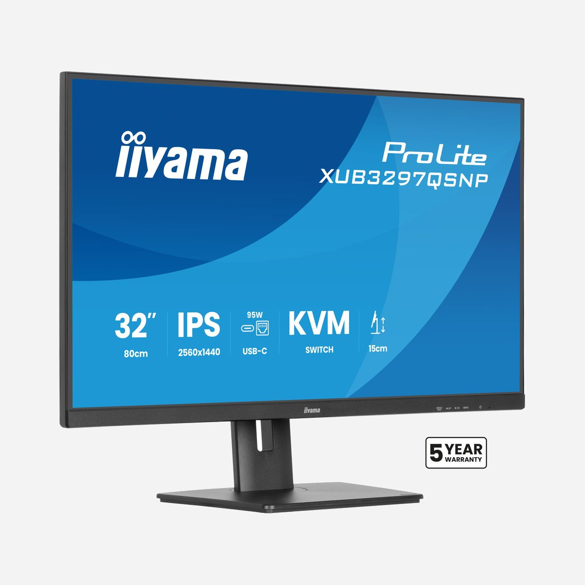 iiyama ProLite XUB3297QSNP-B1 : Écran 32" LED IPS 2560x1440 QHD 100Hz, 1ms MPRT, Hub USB 3.2 Gen 1, HDMI 2.0, DisplayPort 1.4, USB-C 95W, Noir - iiyama ProLite XUB3297QSNP-B1. Taille de l'écran: 81,3 cm (32"), Résolution de l'écran: 2560 x 1440 pixels, Type HD: 4K Ultra HD, Technologie d'affichage: LED, Surface d'affichage: Mat, Temps de réponse: 1 ms, Format d'image: 16:9, Angle de vision horizontal: 178°, Angle de vision vertical: 178°. Haut-parleurs intégrés. Concentrateur USB intégré, Version du concentrateur USB: 3.2 Gen 1 (3.1 Gen 1). Montage VESA, Réglage de la hauteur. Couleur du produit: Noir