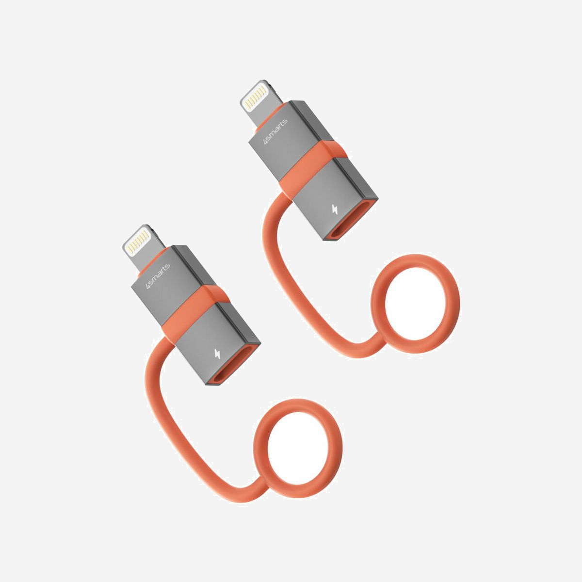 4smarts Adaptateur & Câble Lightning vers USB Type-C, 0.48 Gbit/s, 9V, Zinc, Gris/Orange, Compatible iPhone/iPad, Connecteurs Mâle/Femelle - 4smarts 541522. Connecteur 1: Lightning, Connecteur 2: USB Type-C, Genre de connecteur 1: Mâle. Poids: 10 g. Largeur du colis: 95 mm, Profondeur du colis: 105 mm, Hauteur du colis: 20 mm. Quantité: 2 pièce(s). Matériel: Zinc, Produits compatibles: iPhone SE (2.Gen.)iPhone SE (1.Gen.)iPhone 11 Pro MaxiPhone 13 MiniiPad 10.2 8th Gen....