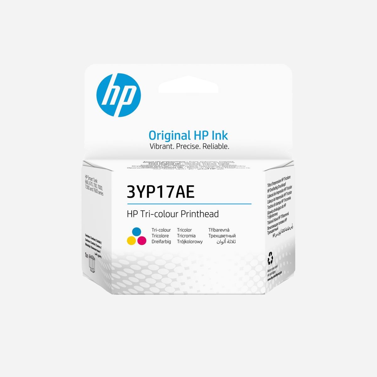 HP Tête d'impression 3 couleurs Cyan, Magenta, Jaune 3YP17AE pour Smart Tank 7305, 7308, Tank 6002 - Dimensions 113x37x115mm, poids 89g - <br><br>