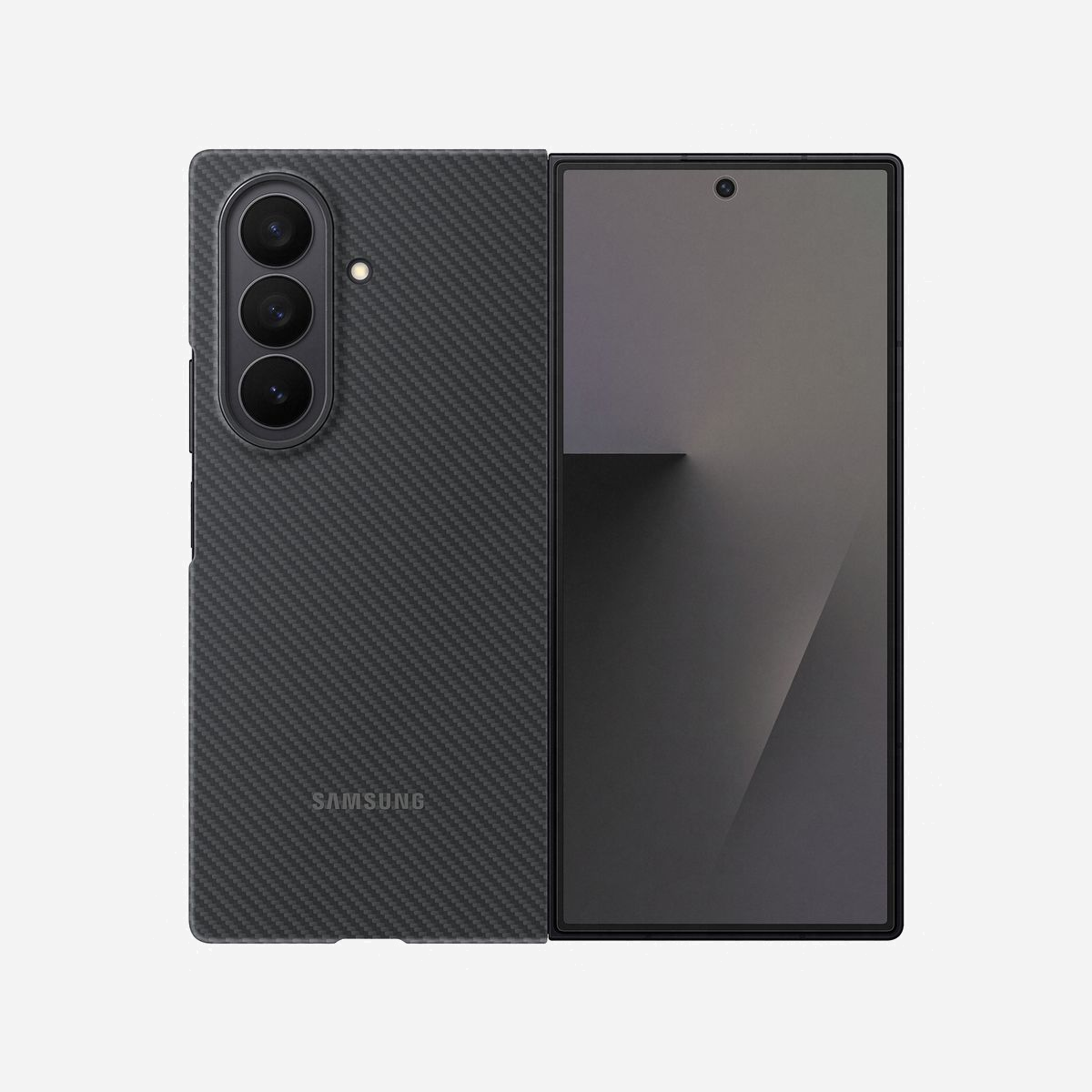 Samsung EF-XF966SBEGWW Housse Fibre Carbone Ultra-Fine 0.8mm pour Galaxy Z Fold7 (6.85") Noir (Siyah) Silicone Compatible Samsung - Une protection en fibre de carbone ultra-fine sur mesure pour Galaxy Z Fold7<br>Une coque de 0,8 mm qui protège sans compromettre la finesse. Elle allie élégance, légèreté et résistance dans un format minimaliste pour votre Galaxy Z Fold7.<br><br>Carbone stylé. Carbone ultra-fin.<br>Découvrez la robustesse dans un format ultra-fin.<br>Fabriquée en aramide — une fibre synthétique de carbone réputée pour sa résistance — la coque en fibre de carbone pour Galaxy Z Fold7 résiste aux chocs et rayures.<br><br>Toucher doux, protection assurée<br>La coque en fibre de carbone pour Galaxy Z Fold7 inclut un film anti-reflet à lavant, qui protège lécran tout en restant parfaitement réactif au toucher.<br>À larrière, la coque ajoute une protection élégante contre les rayures et lusure du quotidien.