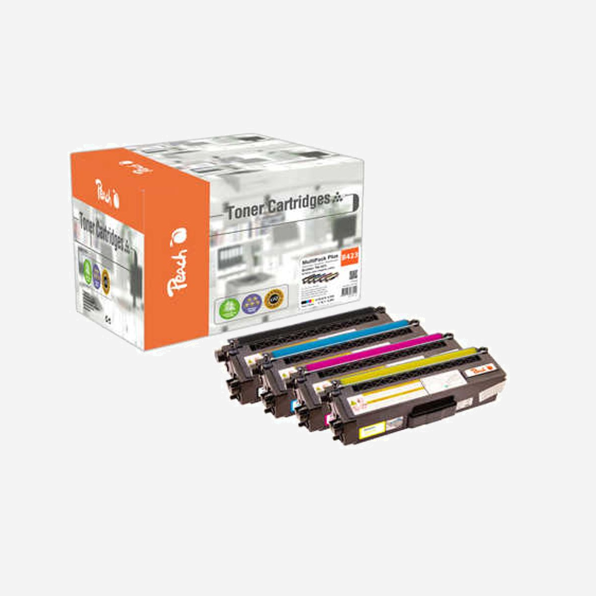 Peach PT844 : Pack 5 Toners Compatibles Haute Capacité (2 Noir 13000 pages, 3 Couleur 12000 pages) pour Brother DCPL/HLL/MFCL remplace TN-423 - Peach PT844. Rendement par page de toner noir: 13000 pages, Rendement par page de toner de couleur: 12000 pages, Couleurs d'impression: Noir, Cyan, Magenta, Jaune, Quantité: 5 pièce(s)