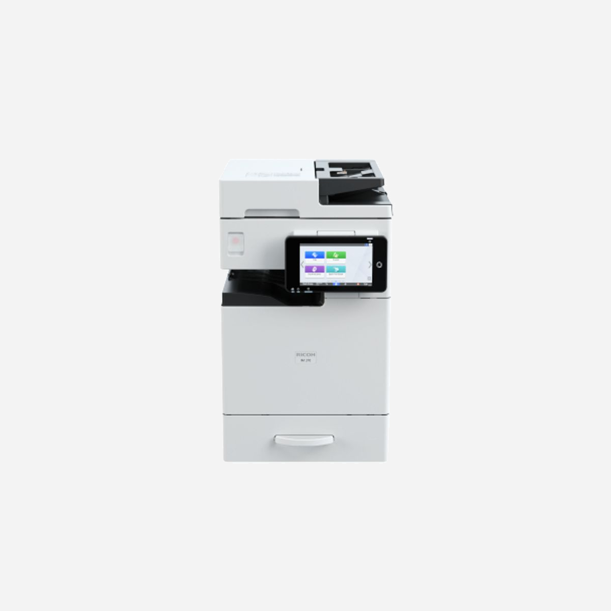Ricoh IM 370: Imprimante Laser A3 Monochrome 37ppm, 1200x1200 DPI, RAM 6GB, PCL/PS3, USB, Ethernet, Bluetooth, AirPrint/Mopria, TPM 2.0 - Avec l’impression et la numérisation sécurisées et basées sur le cloud, l’IM 370 apporte un plus à votre infrastructure d’impression. La collaboration à distance est plus facile que jamais grâce à une multitude d’options logicielles intégrées.<br><br>Outre sa vitesse de sortie de 37 ppm, cet appareil A4 monochrome intelligent est compatible avec le format A3 pour vous aider à tirer le meilleur parti possible de vos espaces de bureaux. Fabriqué à partir de plastique recyclé et affichant une valeur TEC (0,381 kWh) parmi les plus faibles du secteur, il constitue l’outil idéal pour toute entreprise tournée vers l’avenir.<br><br><b>Un appareil compact adapté à un environnement de travail évolutif</b><br>Optimisez votre environnement de travail avec un appareil compact tout-en-un qui s’adapte facilement aux besoins de votre entreprise. L’IM 370 vous aide à mettre en place des workflows fluides grâce à des solutions intégrées de numérisation et d’automatisation et des solutions cloud. Cet appareil compact peut être posé sur un bureau ou sur le sol. L’IM 370 a été conçu pour trouver sa place quelle que soit la taille de votre espace. Personnalisez votre imprimante multifonctions avec RICOH Streamline NX, RICOH Device Manager NX, RICOH Smart Integration, RICOH Print Management Cloud et le logiciel Kofax Printix.<br><br><b>Travaillez plus vite et mieux</b><br>Le panneau de commande de 7 pouces intelligent et inclinable et la connexion Bluetooth 5.2 stable permettent d’accéder facilement à une multitude de fonctions qui améliorent la productivité. Grâce à une vitesse d’impression de 37 ppm et à des vitesses de numérisation de 46 ipm (simplex) et 92 ipm (duplex), les collaborateurs peuvent produire et partager des documents de façon fluide et efficace. La grande capacité papier et la mémoire RAM de 6 Go améliorent encore les performances des workflows, tandis que l’excellente qualité d’impression répond à vos exigences professionnelles.<br><br><b>Protégez vos données dans un monde connecté</b><br>Les modes de travail à distance et mobile d’aujourd’hui exigent une vigilance constante pour garantir la sécurité et la confidentialité des données. L’IM 370 intègre la toute dernière norme de sécurité, TPM 2.0, pour un cryptage et une protection par mot de passe renforcés. RICOH Always Current Technology™ donne accès aux dernières mises à jour de sécurité, grâce à des mises à jour automatiques.<br><br><b>Gardez une longueur d’avance en matière de durabilité</b><br>17 % du plastique utilisé dans le châssis de l’IM 370 proviennent de matériaux recyclés, tandis que la bouteille de toner est intégralement fabriquée à partir de PET recyclé. La faible valeur TEC de l’appareil sera bénéfique pour votre budget ainsi que pour vos performances en matière de durabilité, tandis que des fonctions telles que le widget Eco sur le panneau de commande intelligent et le service @Remote aideront les utilisateurs à économiser du papier et de l’énergie de manière proactive.