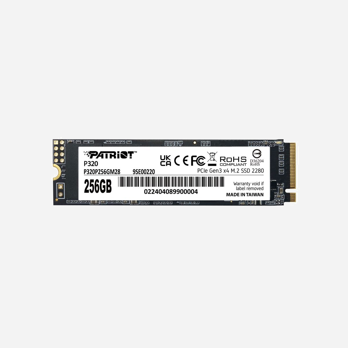 Patriot Memory SSD P320 256 Go M.2 2280 PCIe 3.0 NVMe 1.3, Lecture 2200 Mo/s, Ecriture 1200 Mo/s, TBW 120, pour PC et ordinateur portable. - Patriot Memory P320. Capacité du Solid State Drive (SSD): 256 Go, Facteur de forme SSD: M.2, composant pour: PC/ordinateur portable