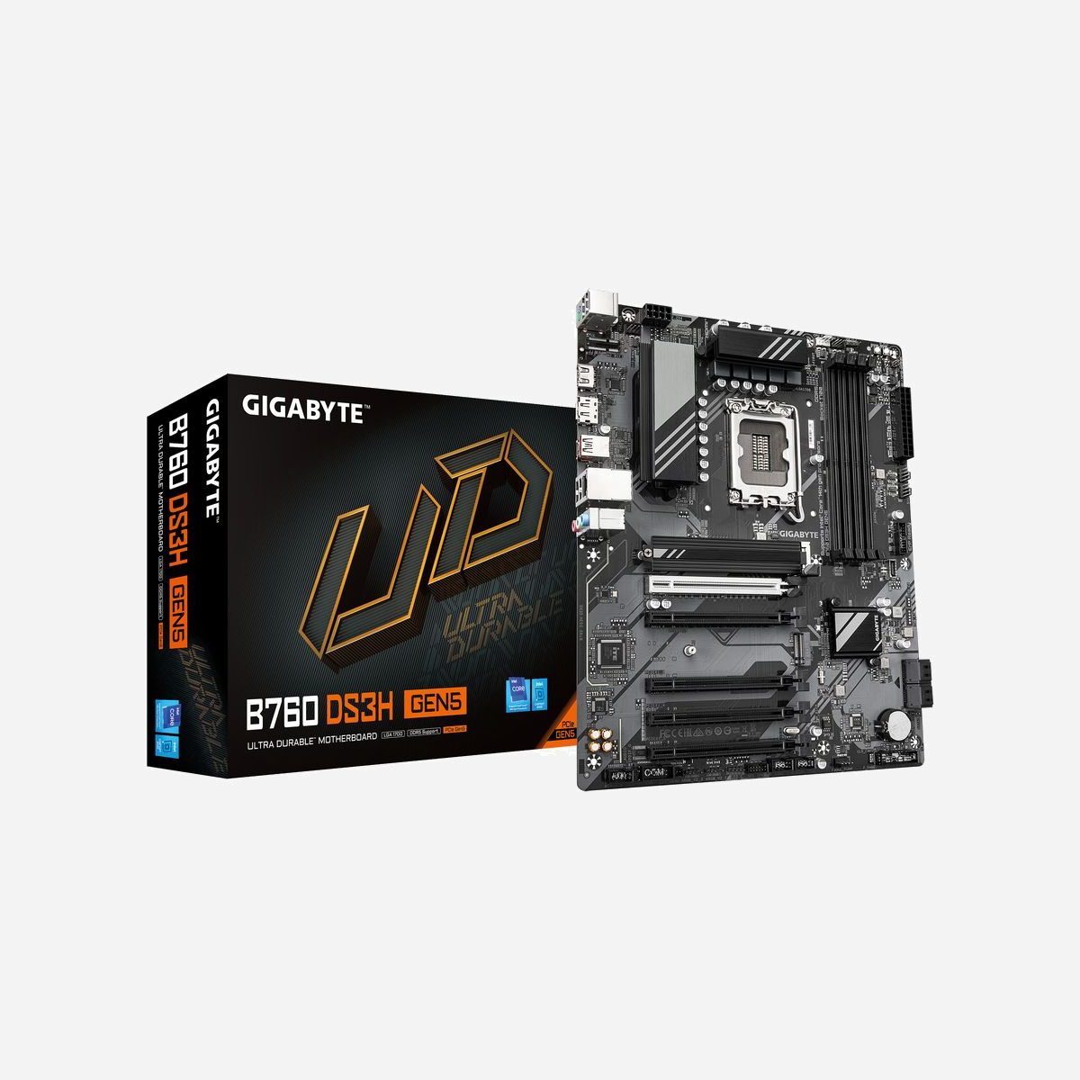 GIGABYTE B760 DS3H GEN5 : Carte mère ATX Intel LGA 1700, DDR5 jusqu'à 5600MHz, 2x M.2 PCIe 4.0, LAN 1GbE, USB 3.2 Gen 2x2, Chipset Intel B760 Express - Améliorez votre expérience informatique avec les gammes de cartes mères renommées de GIGABYTE : AORUS, AERO et GIGABYTE. Dotées de designs innovants et de fonctionnalités avancées, ces cartes offrent des performances et une fiabilité exceptionnelles. Que vous soyez un joueur, un créateur de contenu ou un professionnel, nos gammes répondent à vos besoins, en garantissant une qualité sans compromis et une technologie de pointe.