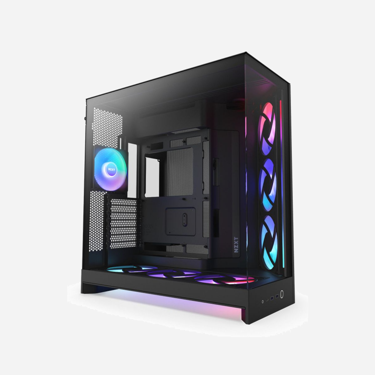 NZXT H9 Flow RGB+ Noir - Boîtier PC Midi Tower ATX/EATX, Mesh/Verre trempé, Vent. 1x120mm, USB 3.2 Gen 1/Gen 2x2, Radiateurs 420/360/120 mm, Ref CM-H92FB-P1 - NZXT H9 Flow RGB+. Format: Midi Tower, Type: PC, Couleur du produit: Noir. Prise en charge des diamètres des ventilateurs avants: 120,140 mm, Ventilateurs arrières installés: 1x 120 mm, Pris en charge des diamètres des ventilateurs arrières: 120 mm. Tailles de disques durs supportées: 2.5,3.5". Largeur: 315 mm, Profondeur: 481 mm, Hauteur: 506 mm