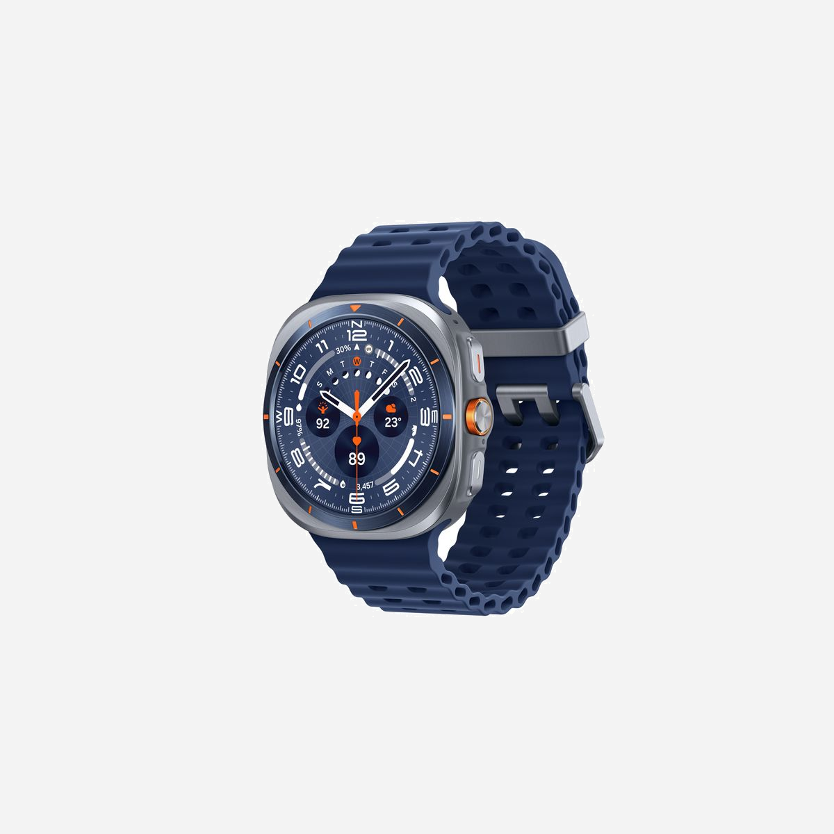 Samsung Galaxy Watch Ultra 47mm Argent Titane, Écran 1.5" Super AMOLED 480x480, 64Go, 2Go RAM, 4G LTE, GPS, Wi-Fi, Bluetooth 5.3, Wear OS - Samsung Galaxy Watch Ultra . Taille de l'écran: 3,81 cm (1.5"), Technologie d'affichage: AMOLED, Résolution de l'écran: 480 x 480 pixels, Écran tactile. Fréquence du processeur: 1600 MHz, Capacité de la RAM: 2000 Mo, Memoire flash: 64 Go. Wifi. GPS (satellite). Capacité de la batterie: 590 mAh. Poids: 60,5 g. Couleur du bracelet: Blanc, Taille du bracelet: Taille unique. Système d'exploitation installé: Wear OS
