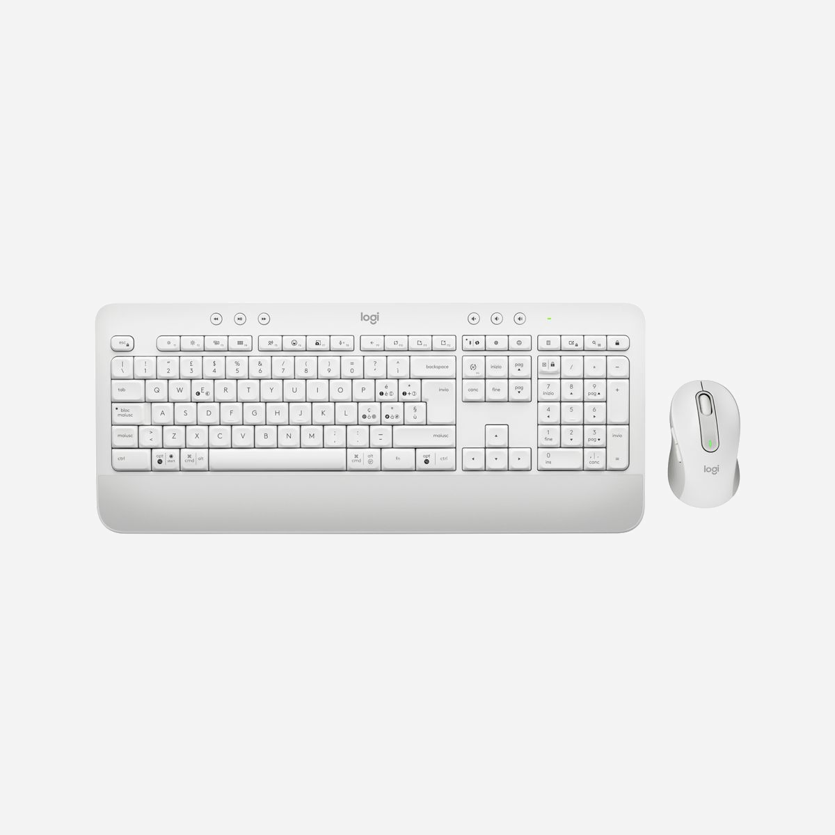 Logitech Signature MK650 for Business : Ensemble Clavier QWERTY IT + Souris, Connectivité Bluetooth/Logi Bolt USB, Résolution 4000 DPI, Blanc - Signature MK650 for Business. Une souris facile à déployer qui améliore la productivité de 50% par rapport au pavé tactile d'un ordinateur portable1. Avec deux modes de connexion, elle offre davantage de compatibilité que la plupart des marques de périphériques sur le marché. Lorsqu'elle est couplée via un récepteur USB Logi Bolt, elle fournit un mode Connexions sécurisées uniquement, protection Bluetooth Low Energy sécurité mode 1, niveau 4. Vous pouvez également directement vous connecter via Bluetooth Low Energy lorsque la flexibilité multi-plateforme est importante pour vous. Sa roulette SmartWheel passe automatiquement de la précision ligne par ligne à la rotation libre, et possède des boutons personnalisables. Grâce à la technologie SilentTouch, le bruit des clics est réduit de 90%. Les tensions musculaires de l'avant-bras sont réduites de 25% par rapport au pavé tactile d'un ordinateur portable. Cela représente moins de fatigue et d'inconfort. Elle est dotée d'une forme profilée et d'une zone souple pour le pouce. Sûre, confortable, polyvalente, compatible: elle améliore l’expérience et la productivité des employés.<br><br><b>L'ENSEMBLE SANS FIL ESSENTIEL POUR TOUT LE MONDE</b><br>- SÉCURITÉ DE QUALITÉ PROFESSIONNELLE - Logi Bolt offre une compatibilité multi-plateforme et des connexions fiables, même dans les environnements sans fil encombrés. Complètement chiffré avec sécurité FIPS lors du couplage avec un récepteur USB Logi Bolt.<br>- DEUX MODES DE CONNEXION - Choisissez entre le récepteur USB sécurisé Logi Bolt ou la technologie sans fil Bluetooth Low Energy<br>- COMPATIBILITÉ DE NIVEAU SUPÉRIEUR - Logi Bolt fonctionne avec à peu près tous les systèmes d'exploitation et toutes les plates-formes<br>- PRATIQUE ET PRÊT À L’EMPLOI - Couplez jusqu'à six souris et claviers sans fil Logi Bolt à un seul récepteur USB Logi Bolt<br>- DONNEZ-VOUS DES OPTIONS - Simplifiez les tâches répétitives sur votre souris ou clavier Logi Bolt à l'aide du logiciel Logi Options.<br>- L'ENSEMBLE SANS FIL ESSENTIEL - Une mise à niveau sans fil idéale pour tout le monde. Sa technologie, son design et ses fonctionnalités font de MK650 for Business l'ensemble sans fil essentiel pour le plus grand nombre.<br>- COMPATIBILITÉ POLYVALENTE - L’ensemble Signature MK650 for Business fonctionne avec tous les principaux systèmes d'exploitation et applications professionnelles, sur les ordinateurs de bureau, les ordinateurs portables et les tablettes, pour un déploiement transparent et une plus grande tranquillité d'esprit.<br>- SMARTWHEEL - Bénéficiez d'une précision par palier pour les documents et d'un défilement ultra-rapide pour les longues pages Web. Changez de mode en un seul mouvement de la roulette SmartWheel.<br>- CONFORT AMÉLIORÉ - La forme profilée, la zone douce pour le pouce et les revêtements latéraux en caoutchouc ont été conçus pour augmenter le confort. En outre, l'activité musculaire des avant-bras des utilisateurs de souris est inférieure de 25% à celle des utilisateurs de pavé tactile.<br>- CONÇU POUR LE TRAVAIL<br>- LE MARIAGE DE LA MOBILITÉ ET DU CONFORT<br>- UNE MISE À JOUR IDÉALE POUR TOUT LE MONDE - Des touches de raccourci pour plus d'efficacité, un clavier résistant aux éclaboussures et une autonomie longue durée des piles permettent de continuer à travailler.<br>- MEILLEURE COMPATIBILITÉ<br>- PLUS RELAXANT<br>- L'ENSEMBLE SIGNATURE MK650 POUR LES PROFESSIONNELS - Compatible avec tous les principaux systèmes d'exploitation et plates-formes, il est facile à déployer et à gérer.<br>- UN ENSEMBLE CONÇU POUR LE CONFORT<br>- POUR LES LONGUES JOURNÉES AU BUREAU<br>- CONÇU POUR UN CONFORT CONTINU TOUT AU LONG DE LA JOURNÉE - Le repose-poignets intégré au clavier complète l’espace souple pour le pouce et les revêtements en caoutchouc de la souris.