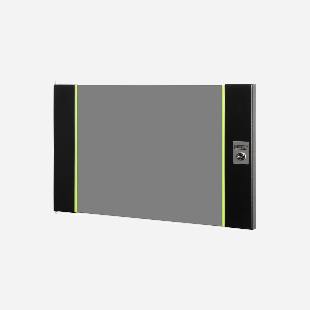 Digitus DN-19-D-07U-SW : Porte avant verre sécurit 7U pour coffret mural 19" Unique, cadre acier noir (RAL 9005), 595x332x21mm, avec serrure type 9473 - La série DIGITUS® Unique a été fabriquée, conçue et développée pour répondre aux exigences élevées de l'infrastructure informatique.<br><br>- Compatible avec les boîtiers muraux 7 U DIGITUS Unique : DN-19 07-U-SW, DN-19 07U-6/6-SW, DN-19 07-U-3-SW<br>- Porte en verre de sécurité avec cadre en acier noir (RAL 9005)<br>- serrure et clé incluses (type 9473)<br><br>Porte de remplacement pour les armoires réseau DIGITUS à montage mural de la série Unique. Verre de sécurité avec cadre en acier. Livrée avec serrure et clé (type 9473).