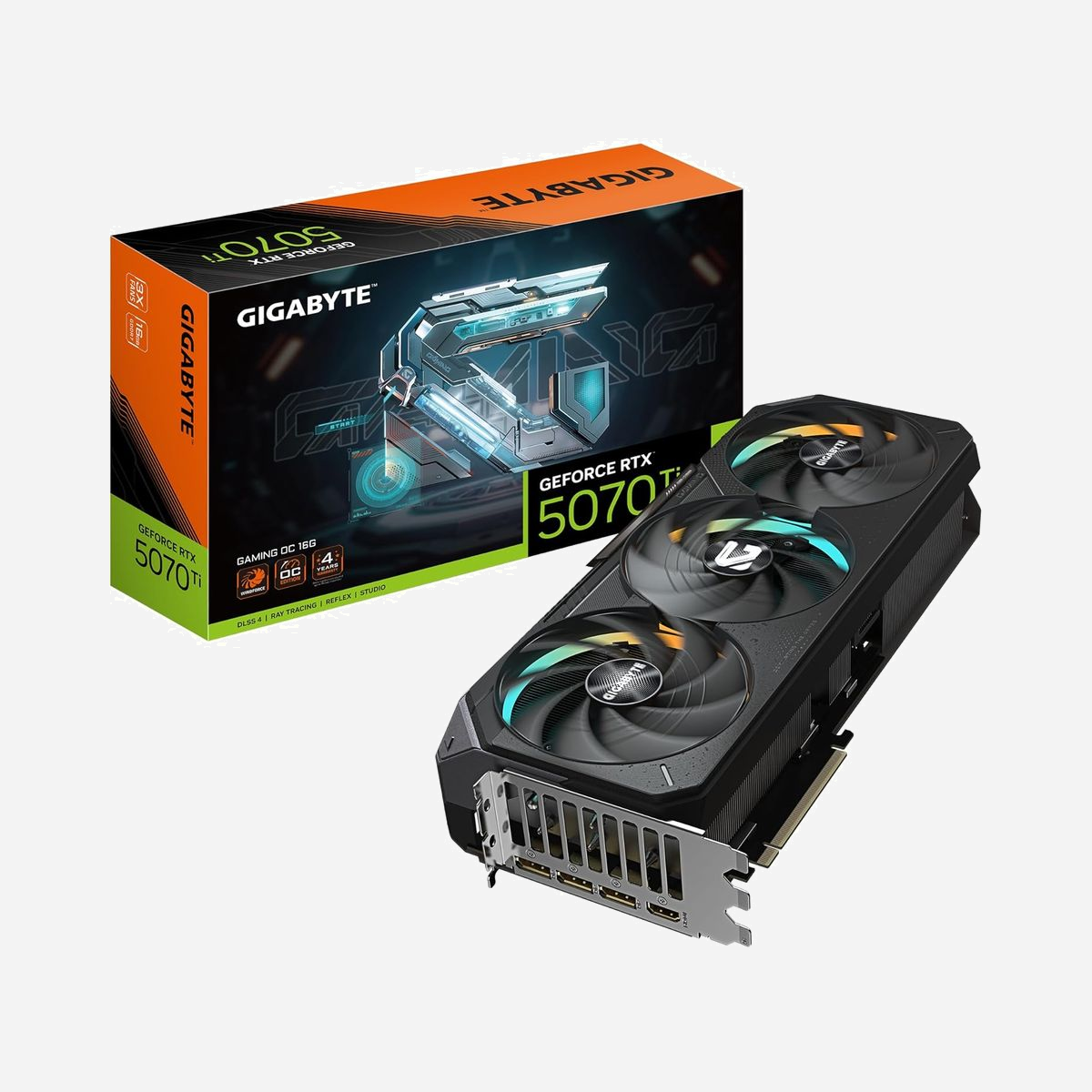 GIGABYTE GeForce RTX 5070 Ti GAMING OC 16G : GDDR7 16 Go, 256-bit, PCI-E 5.0, 2588 MHz, DisplayPort 2.1a, HDMI 2.1b, WINDFORCE 3X - Les cartes graphiques NVIDIA de GIGABYTE permettent de réaliser des prouesses de jeu inégalées. Conçues pour des performances de pointe et une excellence visuelle, nos GPU redéfinissent les normes de jeu. Avec des solutions de refroidissement avancées et des technologies de pointe, les cartes graphiques NVIDIA de GIGABYTE offrent des visuels époustouflants et des expériences de jeu fluides, permettant aux joueurs de dominer chaque champ de bataille virtuel avec confiance et précision.