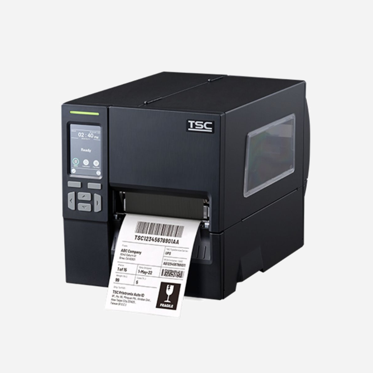 TSC MB241T Imprimante Étiquettes Thermique Direct/Transfert Thermique 203 DPI, 304.8 mm/s, USB, Ethernet, WiFi 802.11ac, Bluetooth, Écran LCD 4" - TSC MB241T. Technologie d'impression: Thermique direct/Transfert thermique, Résolution maximale: 203 x 203 DPI, Vitesse d'impression (mesure métrique): 304,8 mm/sec. Technologie de connectivité: Avec fil &sans fil, Ethernet/LAN, Wifi, Bluetooth, Port USB. Couleur du produit: Noir