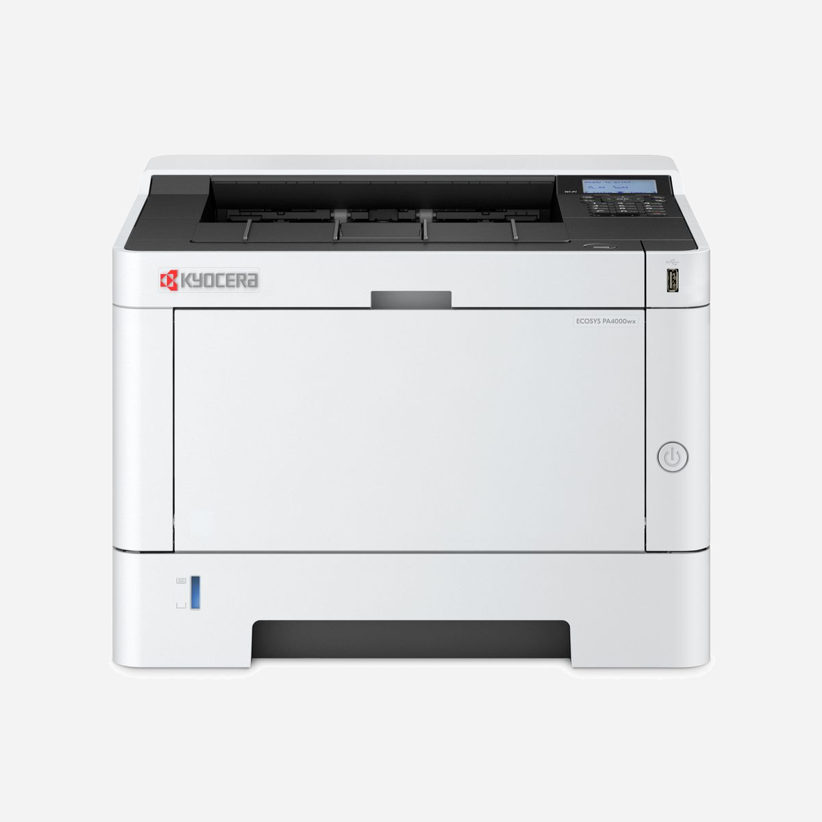 KYOCERA ECOSYS PA4000wx/Plus - Imprimante Laser Monochrome A4 1200 DPI 40 ppm Recto-Verso Auto - Bac 850 Feuilles - Wifi - Ethernet - PCL6, PostScript 3 - KYOCERA ECOSYS PA4000wx/Plus. Technologie d'impression: Laser. Nombre de cartouches d'impression: 1, Cycle de service (Maximum): 80000 pages par mois. Résolution maximale: 1200 x 1200 DPI. Taille de papier de série A ISO maximum: A4. Vitesse d'impression (noir, qualité normale, A4/US Letter): 40 ppm, Impression recto-verso. Écran: LCD. Wifi. Couleur du produit: Noir, Blanc