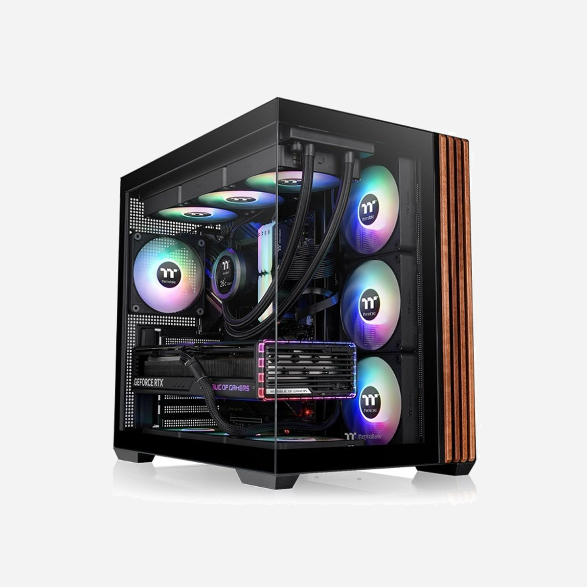 Thermaltake View 380 WS ARGB - Boîtier PC Midi Tower Noir - ATX/microATX/Mini-ITX - 1x3.5" + 2x2.5" - USB 3.2 Gen1/Gen2 - Vent. 3x120mm ARGB - Thermaltake View 380 WS ARGB. Format: Midi Tower, Type: PC, Couleur du produit: Noir. Emplacement d'alimentation: Bord, Facteurs de forme d'alimentation pris en charge: PS2. Ventilateurs latéraux installés: 3x 120 mm, Pris en charge des diamètres des ventilateurs latérals: 120,140 mm, Ventilateurs arrières installés: 1x 120 mm. Tailles de disques durs supportées: 2.5,3.5". Largeur: 285 mm, Profondeur: 447 mm, Hauteur: 411 mm