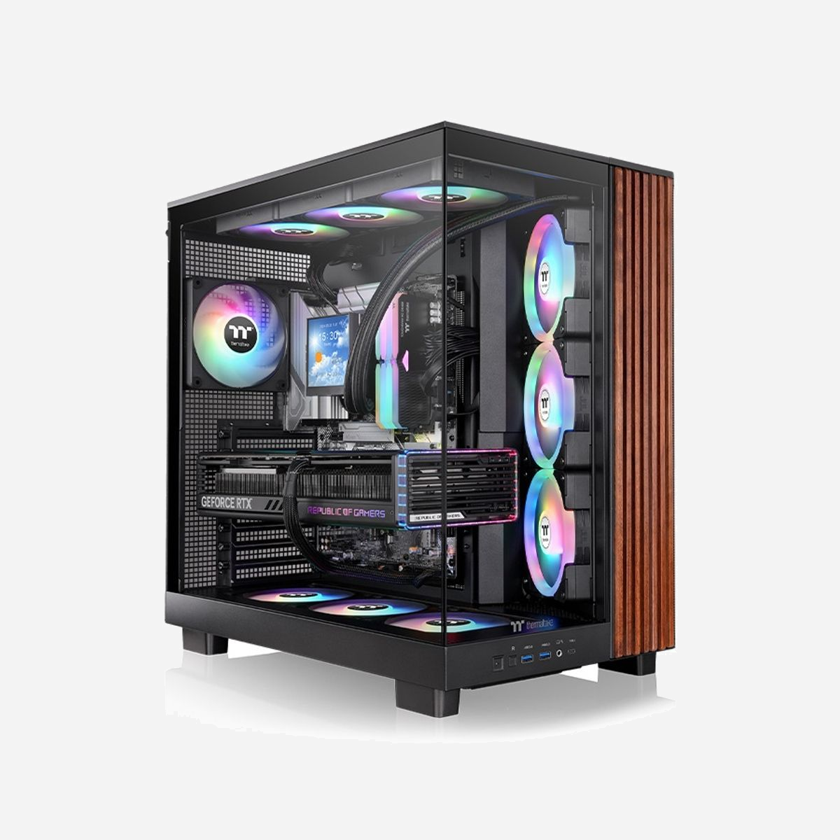 Thermaltake View 380 XL WS ARGB Midi Tower Noir, SPCC/Verre Trempé, ATX/micro ATX/Mini-ITX, 1x3.5", 2x2.5", 4x120mm ARGB, USB 3.2, Refroidissement liquide - Thermaltake View 380 XL WS ARGB. Format: Midi Tower, Type: PC, Couleur du produit: Noir. Facteurs de forme d'alimentation pris en charge: PS2. Ventilateurs latéraux installés: 3x 120 mm, Pris en charge des diamètres des ventilateurs latérals: 120 mm, Ventilateurs arrières installés: 1x 120 mm. Tailles de disques durs supportées: 3.5", Facteur de forme SSD: 2.5". Largeur: 288 mm, Profondeur: 473 mm, Hauteur: 471 mm