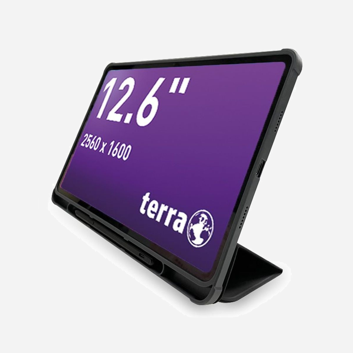 TERRA PAD 1201 4G LTE Anthracite : Ecran OLED 12.6" WQXGA, MediaTek MT8781, 8 Go RAM, 256 Go Stockage, Android 14, Wi-Fi 5, Batterie 36.1Wh - TERRA PAD 1201. Taille de l'écran: 32 cm (12.6"), Résolution de l'écran: 2560 x 1600 pixels. Capacité de stockage interne: 256 Go. Famille de processeur: Mediatek, Modèle de processeur: MT8781. Mémoire interne: 8 Go. Résolution de la caméra arrière (numerique): 13 MP, Type de caméra arrière: Caméra unique, Résolution de la caméra avant (numerique): 5 MP, Caméra avant. Norme Wi-Fi: Wi-Fi 5 (802.11ac). Lecteur de cartes mémoires intégré. Poids: 550 g. Système d'exploitation installé: Android 14. Couleur du produit: Anthracite
