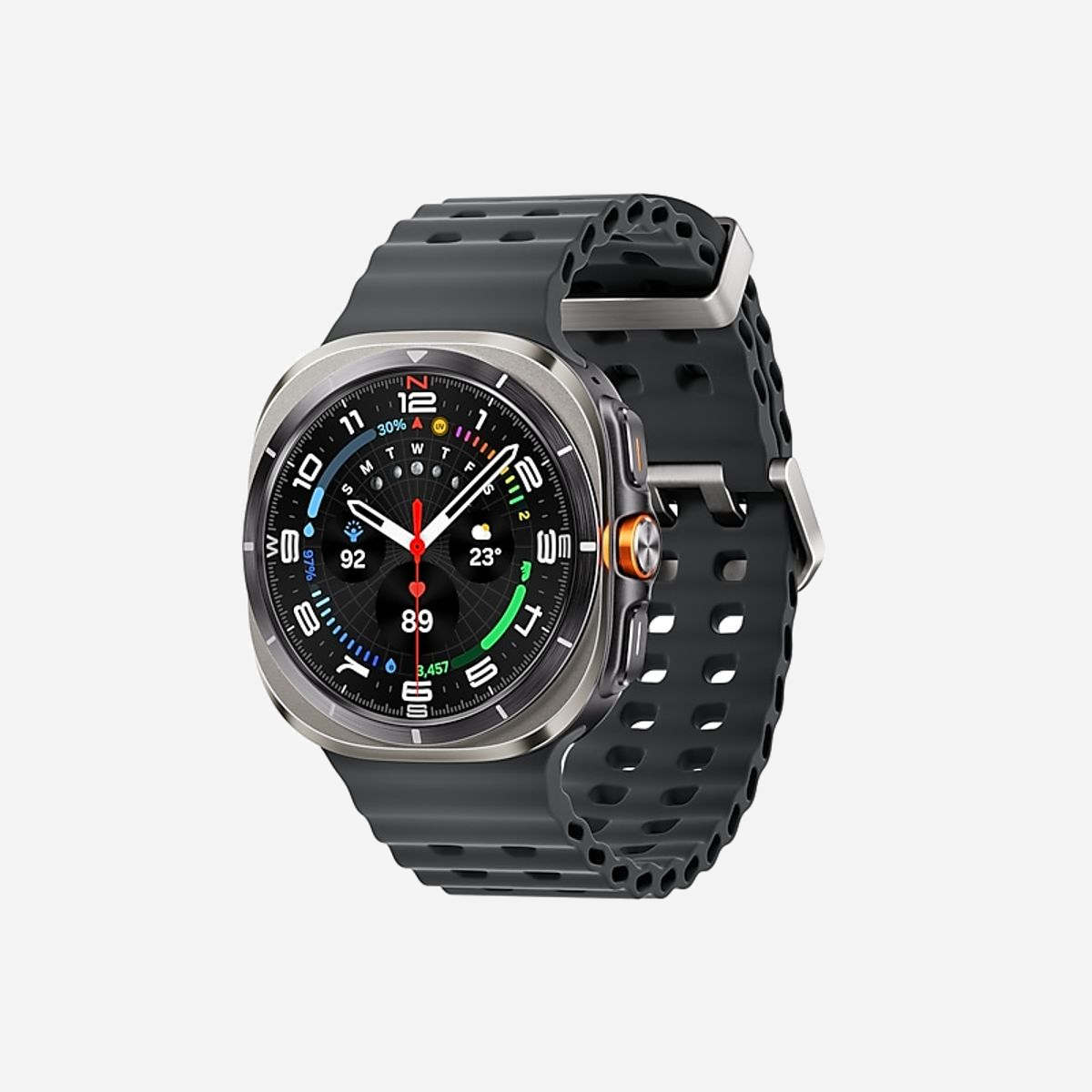 Samsung Galaxy Watch Ultra 47mm Titane Argent, écran Super AMOLED 1.5" 480x480, Exynos W1000, 64Go, 4G LTE, WiFi, GPS, Bluetooth 5.3, Wear OS - <b>Galaxy AI</b><br>Un texte « Galaxy AI » avec une icône Galaxy AI peut être vu.<br>Bienvenue dans une nouvelle ère avec Galaxy AI<br><br>Conçue pour dépasser les limites, la Galaxy Watch Ultra (2025) est ultra résistante jusqu’à 55 degrés et 9000 mètres d’altitude. Elle peut être immergée dans l'eau grâce à sa certification 10 ATM, et dispose d'un tout nouveau processeur gravé en 3 nm. Avec sa batterie qui dure jusqu’à 100 heures en mode économie d’énergie, elle vous accompagne dans vos défis sportifs. Enfin, elle embarque le meilleur de notre suivi bien-être avec son nouveau capteur BioActive et l'intelligence de Galaxy AI, désormais disponible sur montre connectée.<br><br><b>Le Titane, sous de nouvelles teintes</b><br>La Galaxy Watch Ultra (2025) est disponible en Gris Titane, Argent Titane, Blanc Titane et désormais Bleu Titane. Le Bleu Titane apporte une vague de fraîcheur à la gamme pour vous permettre de vous démarquer. Changez de bracelets toujours aussi simplement pour accorder chaque teinte de titane à votre look.<br><br><b>Autonomie longue durée</b><br>Ne vous inquiétez plus de recharger votre montre, même dans vos aventures les plus folles. Basculez rapidement entre plusieurs modes d’économie d’énergie : un mode dédié au sport et un mode dédié longue autonomie. Restez ainsi connecté pendant vos aventures à venir. Avec désormais 64 Go de stockage, importez encore plus d'itinéraires GPX et atteignez de nouveaux sommets. <br><br><b>Votre sirène en cas d'urgence</b><br>Si vous êtes dans une situation de danger, appuyez pendant cinq secondes sur le bouton d’action pour activer une puissante sirène. Une alerte allant jusqu’à 86 decibels et pouvant être entendue jusqu’à 180 mètres pourra vous aider. Et si le GPS ne vous suffit pas, la Watch a également une fonction SOS. Elle détecte les chutes, et est également capable d'indiquer les informations médicales que vous aurez rentrées.<br><br><b>Battez tous vos records</b><br>Créez vos propres itinéraires grâce à la Watch Ultra. Vous pouvez ensuite établir de nouveaux records ou même battre vos records précédents établis sur les mêmes itinéraires. <br><br><b>Nouveau mode adapté à l'obscurité</b><br>Suivez vos entraînements même le soir. Lorsque la nuit tombe, l’écran passe automatiquement en mode nuit, pour préserver vos yeux. <br><br><b>Un bouton d’action pour changer de sport rapidement</b><br>Avec le nouveau bouton d’action, vous pouvez gérer vos transitions en triathlon, duathlon, aquathlon et encore plus, très facilement. Et vous pouvez même créer vos propres programmes multi-sports pour des entraînements personnalisés.<br><br><b>GPS double fréquence, pour un suivi très précis</b><br>Notre GPS le plus précis jamais embarqué sur Galaxy Watch vous permet de suivre vos courses avec précision, même lorsque vous êtes en environnement urbain. Avec les bandes de fréquence L1 et L5, la Galaxy Watch Ultra (2025) vous fournit des données très précises.<br><br><b>Suivez votre Score d’énergie pour rester en forme</b><br>Avec le Score d’énergie, il est maintenant simple d'être en forme. Galaxy AI analyse vos indicateurs clés de bien-être et vous propose un score journalier pour suivre votre forme. Vous pouvez ensuite adapter votre journée en conséquence.<br><br><b>Vous êtes cycliste ? Repoussez vos limites.</b><br>Maximisez votre puissance de pédalage pour aller plus loin. Galaxy AI vous accompagne pour mesurer votre FTP (Functional Threshold Power = seuil fonctionnel de puissance), à partir de votre fréquence cardiaque durant 10 minutes. Adaptez ensuite vos entraînements par rapport aux données pour atteindre votre plein potentiel.<br><br><b>Un sommeil de qualité pour des performances légendaires</b><br>Les plus grands records se construisent grâce à un sommeil de qualité. Vous pouvez suivre vos cycles du sommeil, leur durée, la fréquence cardiaque, le taux d'oxygène dans le sang et même les ronflements. A partir de ces données, vous pouvez même recevoir un coaching personnalisé pour améliorer vos habitudes.<br><br><b>Besoin d'une donnée ? Regardez rapidement sur votre poignet</b><br>Avec la Watch Ultra (2025), vous pouvez garder un rythme de vie sain, et suivre des mesures importantes comme votre pression artérielle ou votre composition corporelle.<br><br><b>Suivez votre Indice AGEs pour une vie plus vivante et plus saine.</b><br>Surveillez votre alimentation et donnez le meilleur de vous-même. L'indice AGEs (Advanced Glycation End-products = Produits de Glycation Avancée) est un indicateur de votre santé métabolique, qui dépend de votre alimentation et de votre mode de vie. La Galaxy Watch Ultra (2025) mesure votre indice AGEs pendant votre sommeil et vous permet de consulter les résultats directement sur votre poignet. Surveillez votre alimentation, améliorez votre mode de vie et maintenez des performances optimales.<br><br><b>Suivez votre Charge vasculaire</b><br>Votre charge vasculaire pendant le sommeil, la nouvelle manière de suivre l'état de votre système cardiovasculaire. Au bout de 3 nuits de sommeil, votre Galaxy Watch Ultra (2025) identifie votre Charge vasculaire de référence et vous informe chaque jour de l'évolution de cette charge. En cas de mauvaise tendance, votre Watch vous conseillera de manger plus équilibré, d’adopter de meilleures habitudes de sommeil ou de mieux gérer votre stress avec l'aide de votre Watch. <br><br><b>Un suivi clair et simple de votre bien-être</b><br>Accédez à des informations et données clés de votre bien-être directement sur l'application Samsung Health, disponible sur smartphones et tablettes Galaxy. <br><br><b>L'expérience Galaxy Wearable</b><br>Commencez simplement par télécharger les applications Galaxy Wearable et Samsung Health depuis le Play Store pour connecter votre smartphone Android™ à votre Galaxy Watch. Profitez-en également pour appairer vos Galaxy Buds ou votre Galaxy Ring. C'est aussi simple que ça !<br>Vous pouvez maintenant personnaliser les paramètres et le cadran de votre Watch, et profiter de votre Galaxy Watch Ultra (2025) et de toutes ses fonctions de suivi de sport, de sommeil et de bien-être.<br><br><b>Posez-lui une question. C'est fait</b><br>Parlez avec Gemini depuis votre poignet. Votre Galaxy Watch Ultra (2025) devient votre meilleur compagnon au quotidien en vous aidant à exécuter des actions à la voix, comme faire un résumé des emails ou envoyer des messages à partir de quelques mots. Vous pouvez même demander à Gemini de mémoriser des informations importantes, comme l'endroit où vous avez garé votre voiture ou le casier que vous avez utilisé, et ce, directement depuis votre poignet.<br><br><b>Des réponses suggérées avec Galaxy AI</b><br>Répondez désormais à vos amis avec des réponses contextuelles intelligentes. Galaxy AI analyse les messages de la conversation en cours pour proposer des réponses adaptées au contexte. Vous n'avez plus qu'à les choisir sur votre Watch !<br><br><b>Des petits gestes magiques de la main pour tout contrôler</b><br>Vous recevez un appel sur votre montre et vous ne pouvez pas décrocher sur le tactile ? Un simple double-pincement des doigts suffit pour répondre. Des gestes rapides existent également pour prendre une photo, ou arrêter une alarme, sans avoir besoin de toucher l'écran de votre montre ou de votre appareil Galaxy appairé.<br><br><b>De nombreux bracelets. Une interface claire.</b><br>Adaptez votre bracelet à votre style et à votre discipline avec de nombreux choix compatibles. Et avec One UI 8 Watch, la Galaxy Watch Ultra (2025) vous propose une interface super moderne et entièrement personnalisable.