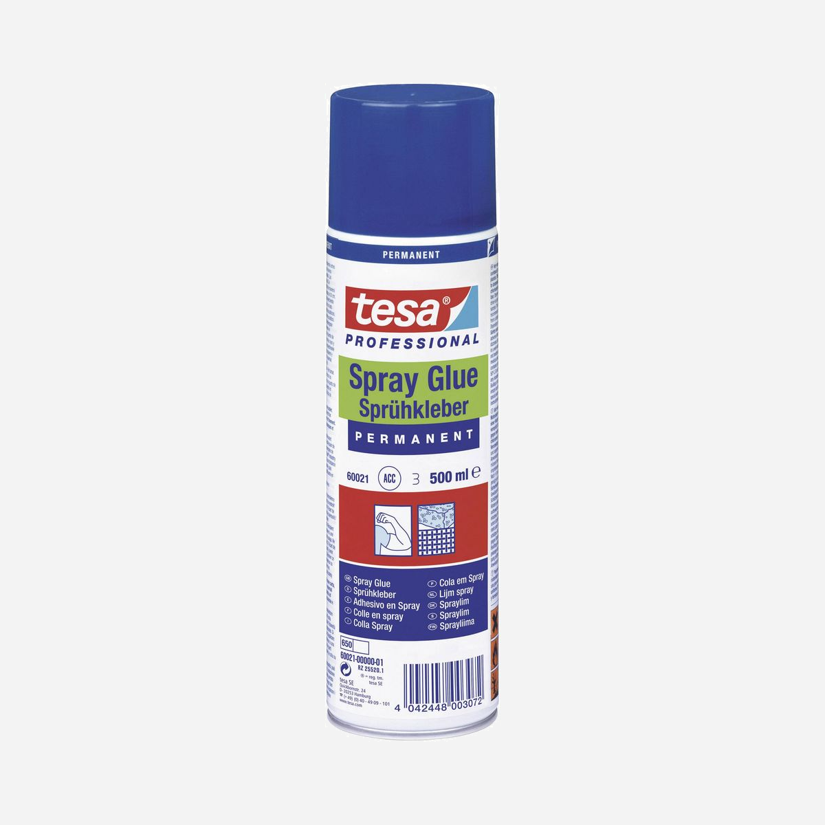 TESA 60021-00000-00 Colle en Spray Permanente Polyvalente Pour Papier, Carton, Feutre, Tissu, Bois, Cuir, Polystyrène et Plastiques - La colle en spray permanente tesa 60020 est une colle polyvalente pour le collage permanent de matériaux tels que le papier, le carboad, le feutre, le tissu, les feuilles, le bois, le cuir, le polystyrène et de nombreux plastiques.