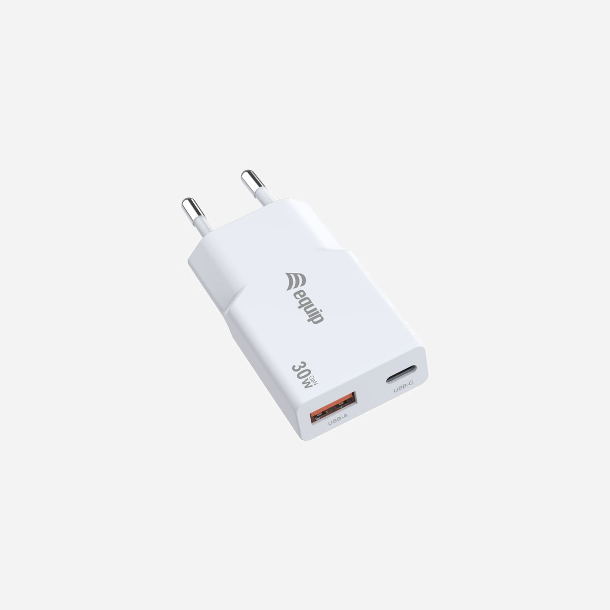 Equip 245523 Chargeur Secteur Universel Blanc - USB 2.0 + USB-C Power Delivery 3.0 & Quick Charge 3.0 - 30W Max, GaN, Protections Multiples - Equip 245523. Type de chargeur: Intérieure, Type de source d'alimentation: Secteur, Compatibilité de chargeur: Universel. Tension d'entrée: 100 - 240 V, Tension de sortie (max): 20 V. Quantité de Ports USB 2.0: 1, Quantité de ports USB de type C: 1, Charge rapide, Dispositifs de protection électrique: Sur-courant, Surtension, Surcharge, Court-circuit. Couleur du produit: Blanc