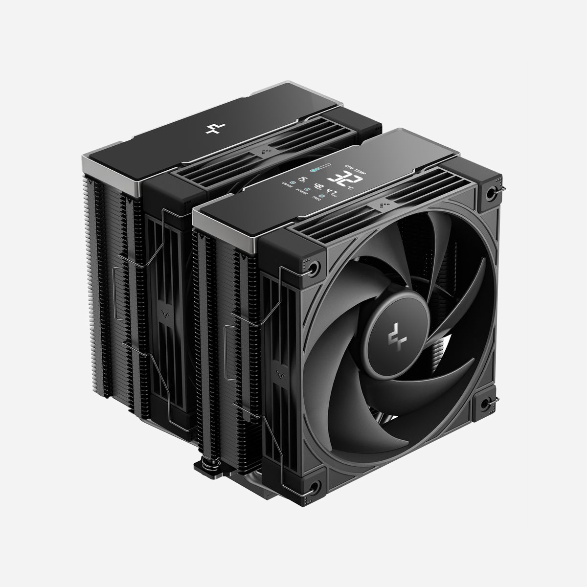 DeepCool AK620 G2 Digital NYX - Refroidisseur d'air CPU, 2 ventilateurs 12cm, 2200 RPM, 57.76 CFM, 2.78 mmH2O, Socket LGA 1700/AM5, Noir - DeepCool AK620 G2 Digital NYX. Type: Refroidisseur d'air, Diamètre du ventilateur: 12 cm, Pression d'air maximale: 2,78 mmH2O. Largeur: 144 mm, Profondeur: 127 mm, Hauteur: 159 mm. Couleur du produit: Noir