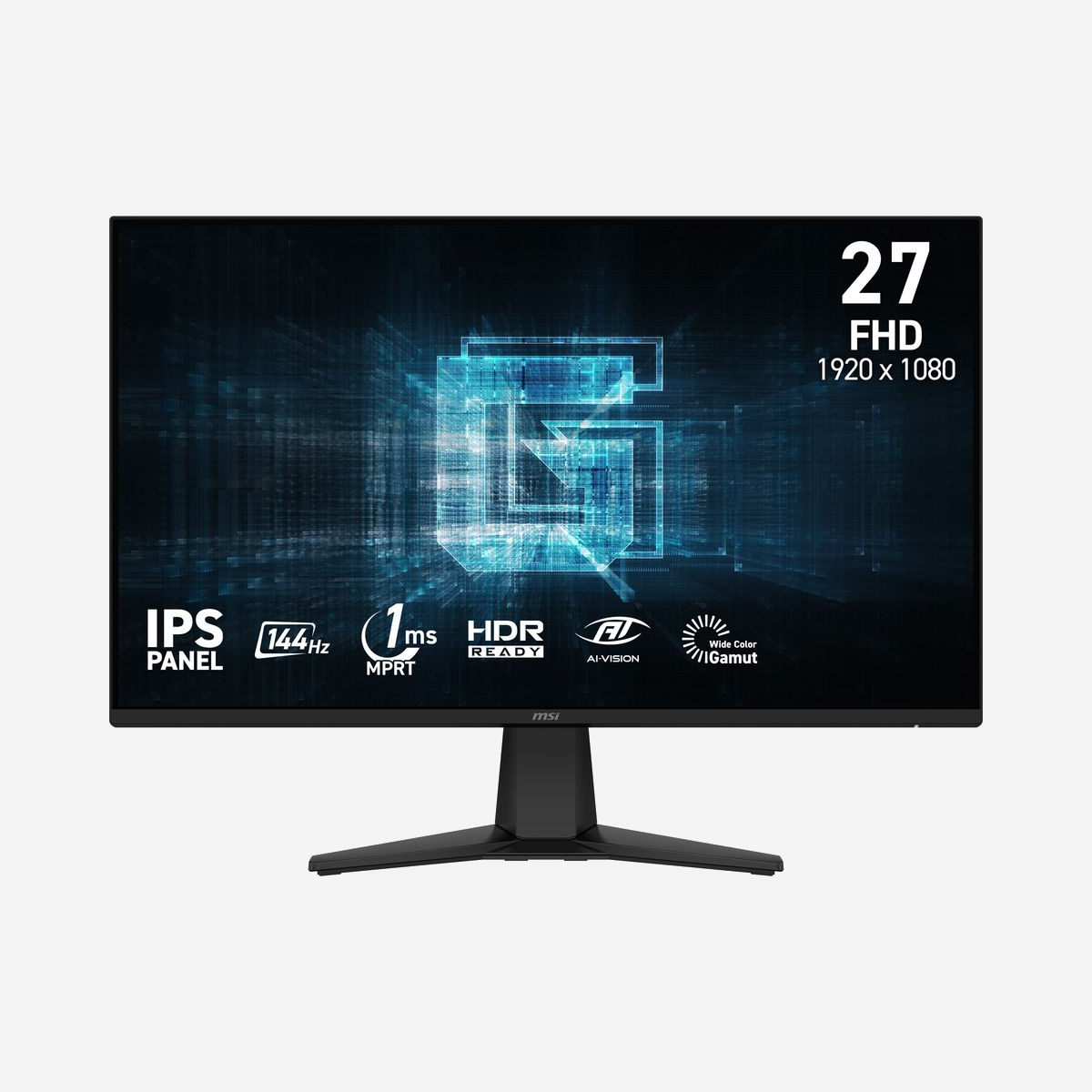 MSI G275L-E14 Écran PC 27" Full HD LED IPS 1920x1080 144Hz 1ms MPRT, HDMI 2.0/DisplayPort 1.2a, Angles de vision 178°, Noir, VESA 100x100 - MSI G275L E14. Taille de l'écran: 68,6 cm (27"), Résolution de l'écran: 1920 x 1080 pixels, Type HD: Full HD, Technologie d'affichage: LED, Format d'image: 16:9, Angle de vision horizontal: 178°, Angle de vision vertical: 178°. Montage VESA. Couleur du produit: Noir