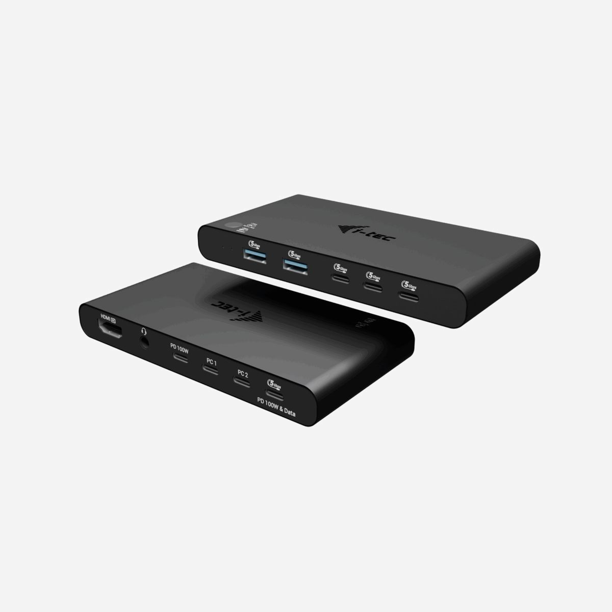 i-tec C31KVMHDMIDOCKPD : Station d'accueil KVM 2 hôtes USB-C 3.2 Gen 1, HDMI 4K/60Hz, Power Delivery 2x100W, compatible Windows/macOS/Linux/Android/ChromeOS/iPadOS - Station d’accueil compacte et polyvalente avec commutateur KVM intégré pour jusqu’à deux hôtes. Passez facilement d’un ordinateur à l’autre et partagez un seul écran, clavier, souris et accessoires. Avec la prise en charge d’un écran externe 4K/60 Hz, une double alimentation (jusqu’à 2 × 100 W*) et une large gamme de ports USB, cette station d’accueil est la solution idéale pour les professionnels à la recherche d’efficacité, de flexibilité et de gain de place.<br><br>Que vous utilisiez Windows, macOS, Linux, Android, ChromeOS ou iPadOS, cette station vous permet de travailler facilement avec plusieurs appareils, à la maison, au bureau ou en déplacement.<br><br>Caractéristiques principales:<br><br>- Une station d’accueil pour deux hôtes : commutation instantanée entre PC1 et PC2<br>- Double alimentation : recharge les deux appareils connectés jusqu’à 2 × 100 W*<br>- Un seul ensemble d’accessoires (clavier, souris, disques externes) pour les deux hôtes : économique, efficace et rapide<br>- Sortie HDMI 4K/60 Hz pour des images d’une netteté cristalline<br>- Connectivité étendue : ports USB-C et USB-A (jusqu’à 5 Gbps), prise audio, voyants LED<br>- Conception compacte et légère : seulement 130 × 65 × 16,5 mm, 146 g<br>- Compatible avec les principaux systèmes : Windows, macOS, Linux, Android, ChromeOS, iPadOS<br>- Faible consommation d’énergie : seulement 5 à 10 W en interne<br><br>* Chargeur(s) USB-C non inclus