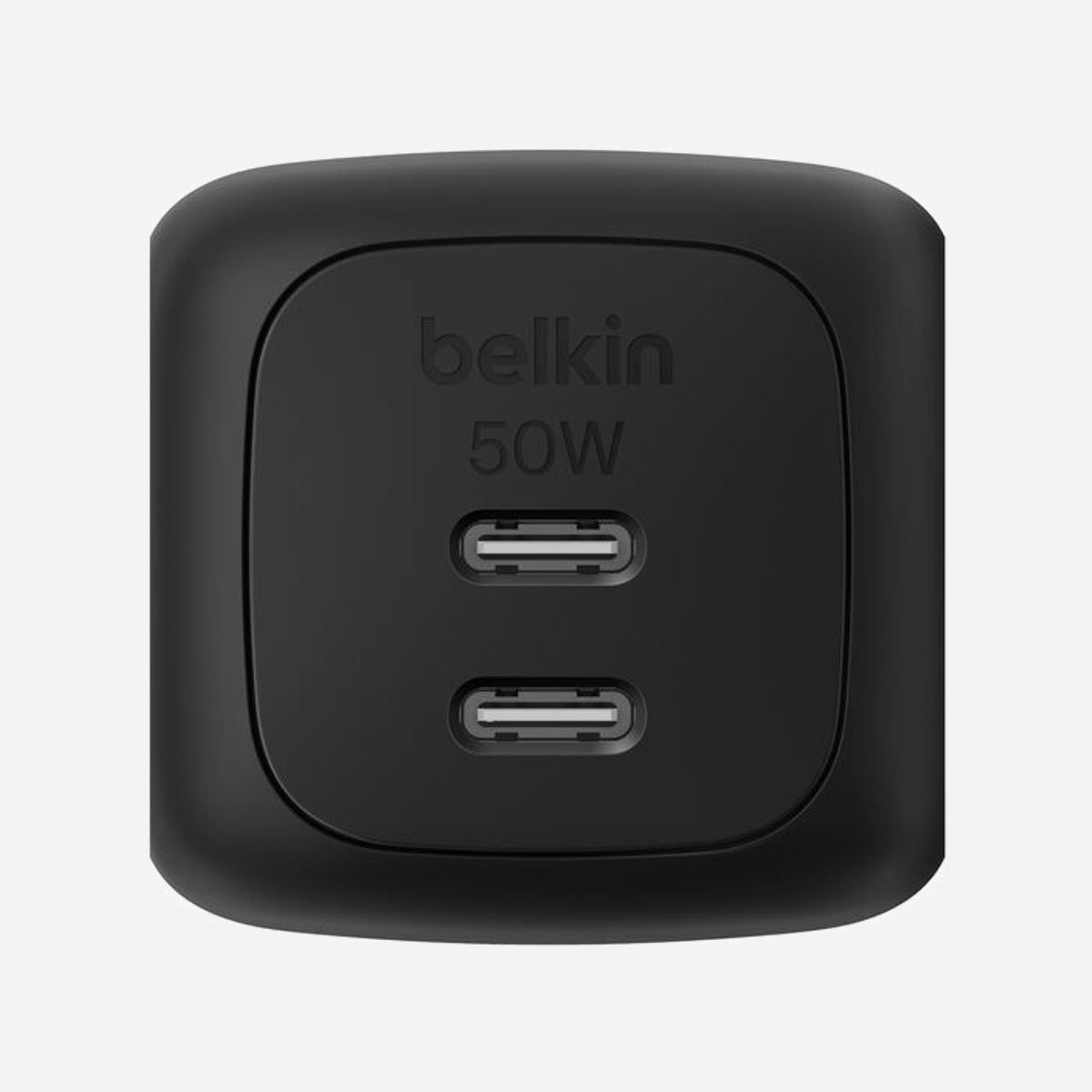Belkin WCH019kqBK Chargeur Secteur Universel 50W 2x USB Type-C GaN Noir avec Protections Surtension, Surintensité, Surchauffe, Court-circuit - Belkin WCH019kqBK. Type de chargeur: Intérieure, Type de source d'alimentation: Secteur, Compatibilité de chargeur: Universel, Quantité de ports USB de type C: 2, Charge rapide, Dispositifs de protection électrique: Sur-courant, Surtension, Surchauffe, Court-circuit. Couleur du produit: Noir