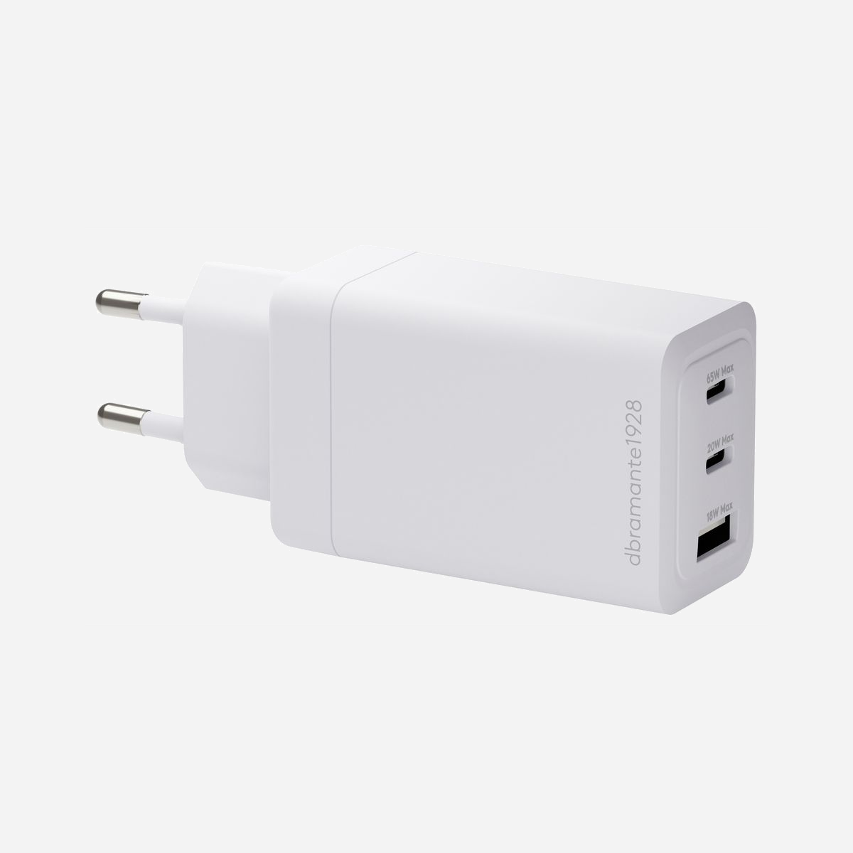 dbramante1928 CI65EUBL7232 Chargeur Secteur 65W 2x USB-C + 1x USB-A, Charge Rapide pour Ordinateur Portable/Smartphone/Tablette, Blanc, 105x29x42mm - dbramante1928 CI65EUBL7232. Type de chargeur: Intérieure, Type de source d'alimentation: Secteur, Compatibilité de chargeur: Ordinateur portable, Smartphone, Tablette, Quantité de ports USB de type C: 2, Charge rapide. Couleur du produit: Blanc