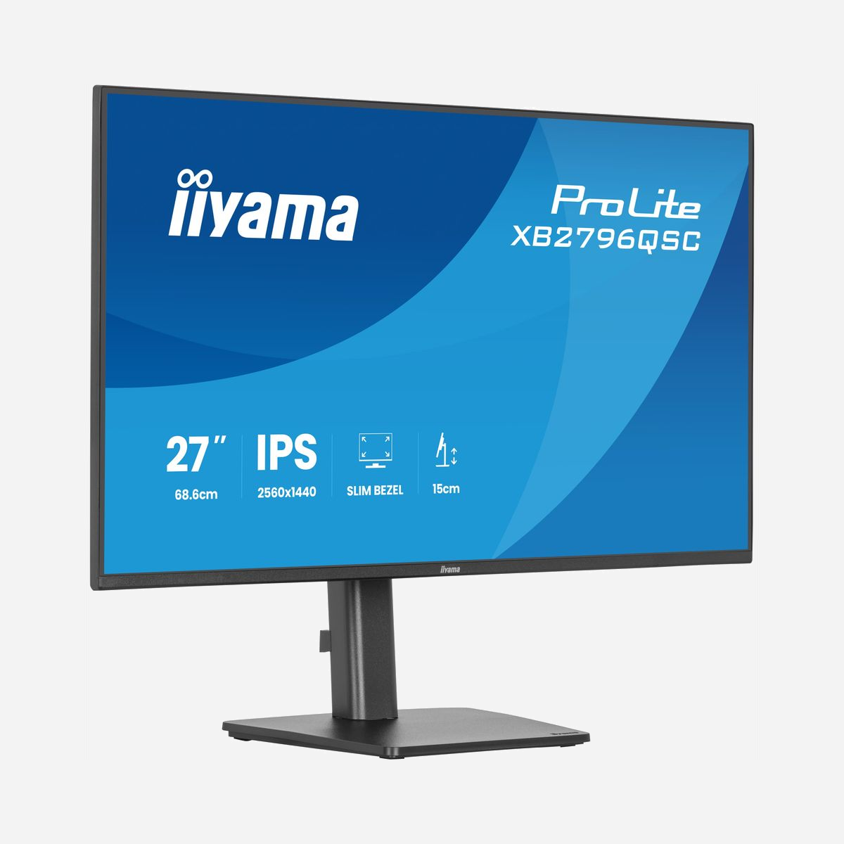 iiyama ProLite XB2796QSC-B1 - Écran 27" QHD IPS LED 2560x1440 75Hz 4ms GTG, USB-C 65W, Hub USB 3.2 Gen 1, HDMI 1.4, Noir, VESA - iiyama ProLite XB2796QSC-B1. Taille de l'écran: 68,6 cm (27"), Résolution de l'écran: 2560 x 1440 pixels, Type HD: Quad HD, Technologie d'affichage: LED, Surface d'affichage: Mat, Temps de réponse: 4 ms, Format d'image: 16:9, Angle de vision horizontal: 178°, Angle de vision vertical: 178°. Haut-parleurs intégrés. Concentrateur USB intégré, Version du concentrateur USB: 3.2 Gen 1 (3.1 Gen 1). Montage VESA, Réglage de la hauteur. Couleur du produit: Noir