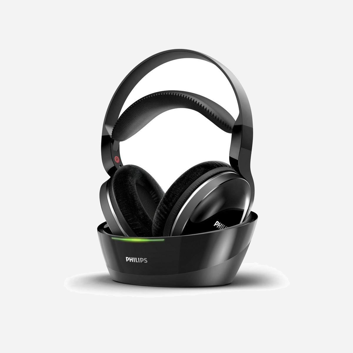 Philips Casque TV sans fil SHD8850/12 Circum-aural 2.4 GHz, HP 40mm Néodyme, 8-22500Hz, 24 Ohm, SNR 75dB, portée 30m, autonomie 20h NiMH AAA - Profitez de votre musique et de votre télévision en passant d'une pièce à l'autre avec ce casque. La transmission numérique permet une réception très nette et une reproduction du son de qualité. Les coques pivotantes et l'arceau intérieur réglable offrent un confort optimal.<br><br><b>Conditions d'écoute exceptionnelles</b><br>- Haut-parleurs acoustiques pour une qualité sonore remarquable<br>- Transmission numérique irréprochable (2,4 GHz)<br><br><b>Facile d'utilisation</b><br>- Rangement du récepteur sur une station d'accueil pratique<br>- Fonction de charge rapide pour ne pas perdre de temps<br><br><b>Confort assuré en cas d'utilisation prolongée</b><br>- Confort assuré avec l'arceau intérieur réglable<br>- Coques pivotantes pour un confort assuré.