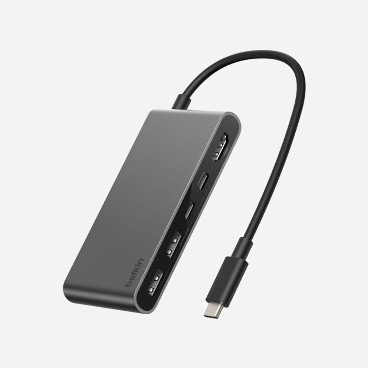 Belkin Connect AVC022HQSGY - Hub USB-C 5 Gbps, HDMI 2.0 4K 60Hz, USB 2.0 Type-A, USB-A 3.2 Gen 1, Power Delivery 100W, ChromeOS - Noir - Belkin Connect. Interface de l'hôte: USB Type-C, Interfaces Hub: HDMI, USB 2.0 Type-A, USB Type-C. Taux de transfert de données: 5000 Mbit/s, Taux de d'actualisation maximal: 60 Hz, Résolution maximum (HDMI): 3840 x 2160 pixels. Prise en charge d'autres systèmes d'exploitation: ChromeOS. Largeur: 50 mm, Profondeur: 104 mm, Hauteur: 15 mm