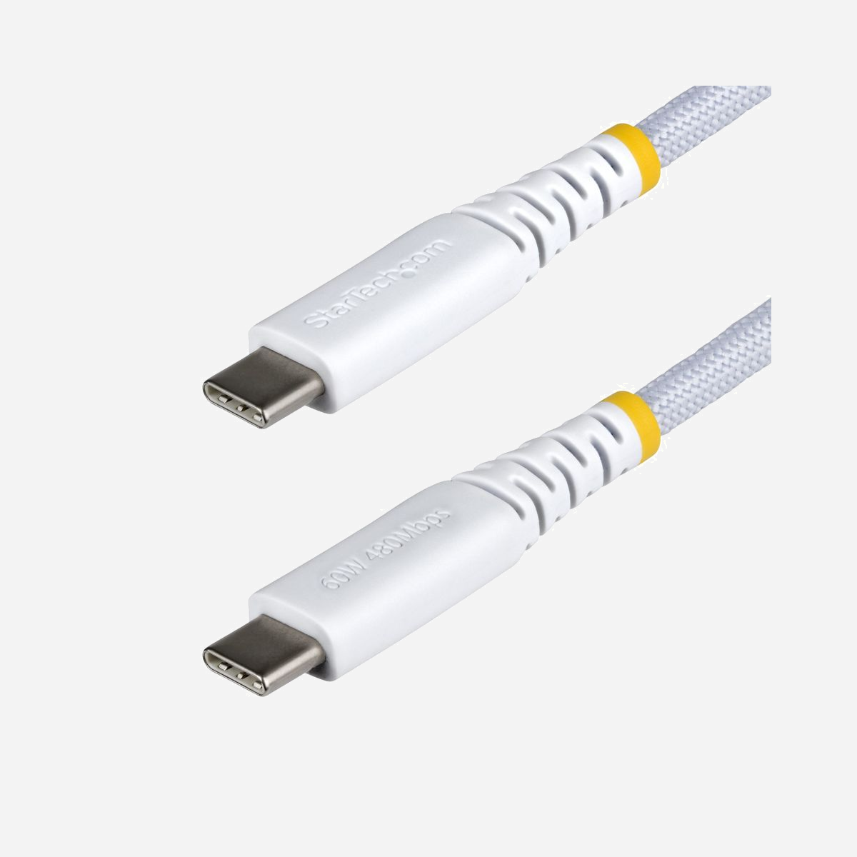StarTech.com Câble USB 2.0 USB-C vers USB-C 3m Blanc, Transfert 0.48 Gbit/s, Power Delivery 60W, Contacts Nickel, AWG 23/28, RoHS/CE - StarTech.com USB2CC3MNCBRWH. Longueur de câble: 3 m. Connecteur 1: USB C, Connecteur 2: USB C, Version USB: USB 2.0, Taux de transfert de données maximal: 0,48 Gbit/s, Contacts du connecteur de placage: Nickel, Couleur du produit: Blanc