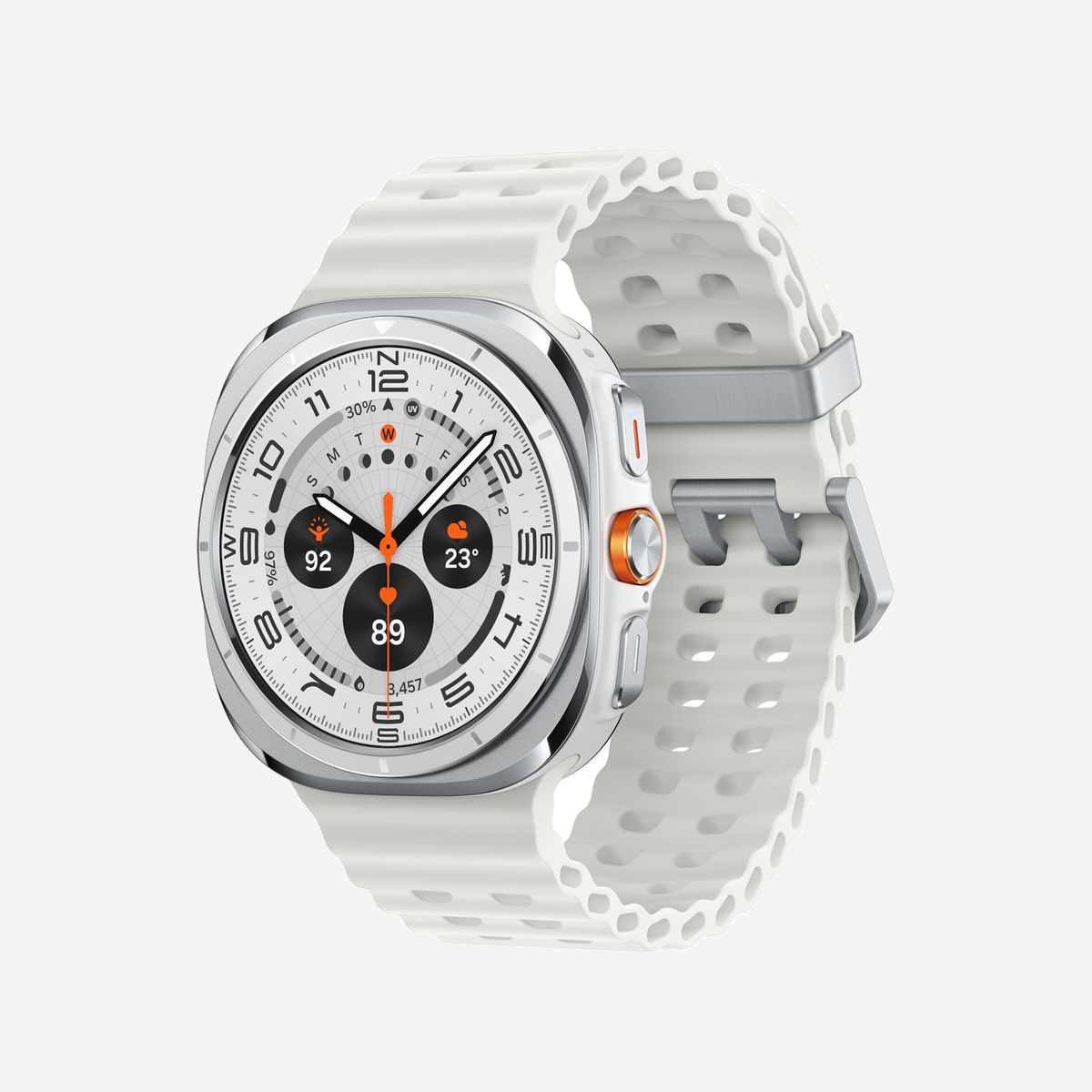 Samsung Galaxy Watch Ultra (2025) SM-L705FAW2XEF, AMOLED 1.5" 480x480, 64 Go, 2 Go RAM, GPS double fréquence, LTE, Wear OS, boîtier Titane 47mm, Batterie 590mAh - Autonomie longue durée<br>Ne vous inquiétez plus de recharger votre montre, même dans vos aventures les plus folles. Basculez rapidement entre plusieurs modes déconomie dénergie : un mode dédié au sport et un mode dédié longue autonomie. Restez ainsi connecté pendant vos aventures à venir. Avec désormais 64 Go de stockage, importez encore plus d'itinéraires GPX et atteignez de nouveaux sommets.<br><br>Bravez le bleu de l'océan<br>La Galaxy Watch Ultra (2025) est résistante à leau pour accompagner vos performances sportives. Dépassez vos limites avec un boîtier conçu pour accompagner vos exploits.<br><br>Certification militaire<br>La Galaxy Watch Ultra (2025) résiste au froid, même en altitude ou dans des températures très basses.<br><br>Votre sirène en cas d'urgence<br>Si vous êtes dans une situation de danger, appuyez pendant cinq secondes sur le bouton daction pour activer une puissante sirène. Une alerte allant jusquà 86 decibels et pouvant être entendue jusquà 180 mètres pourra vous aider. Et si le GPS ne vous suffit pas, la Watch a également une fonction SOS. Elle détecte les chutes, et est également capable d'indiquer les informations médicales que vous aurez rentrées.<br><br>Dominez la chaleur<br>La Galaxy Watch Ultra (2025) résiste également à la chaleur. Et en plus de cela, son écran est ultra lumineux, jusquà 3000 nits, pour être parfaitement lisible même au soleil.<br><br>Un bouton daction pour changer de sport rapidement<br>Avec le nouveau bouton daction, vous pouvez gérer vos transitions en triathlon, duathlon, aquathlon et encore plus, très facilement. Et vous pouvez même créer vos propres programmes multi-sports pour des entraînements personnalisés.<br><br>GPS double fréquence, pour un suivi très précis<br>Notre GPS le plus précis jamais embarqué sur Galaxy Watch vous permet de suivre vos courses avec précision, même lorsque vous êtes en environnement urbain. Avec les bandes de fréquence L1 et L5, la Galaxy Watch Ultra (2025) vous fournit des données très précises.<br><br>Suivez votre Score dénergie pour rester en forme<br>Avec le Score dénergie, il est maintenant simple d'être en forme. Galaxy AI analyse vos indicateurs clés de bien-être et vous propose un score journalier pour suivre votre forme. Vous pouvez ensuite adapter votre journée en conséquence.<br><br>Suivez votre Charge vasculaire<br>Votre charge vasculaire pendant le sommeil, la nouvelle manière de suivre l'état de votre système cardiovasculaire. Au bout de 3 nuits de sommeil, votre Galaxy Watch Ultra (2025) identifie votre Charge vasculaire de référence et vous informe chaque jour de l'évolution de cette charge. En cas de mauvaise tendance, votre Watch vous conseillera de manger plus équilibré, dadopter de meilleures habitudes de sommeil ou de mieux gérer votre stress avec l'aide de votre Watch.<br><br>Posez-lui une question. C'est fait<br>Parlez avec Gemini depuis votre poignet. Votre Galaxy Watch Ultra (2025) devient votre meilleur compagnon au quotidien en vous aidant à exécuter des actions à la voix, comme faire un résumé des emails ou envoyer des messages à partir de quelques mots. Vous pouvez même demander à Gemini de mémoriser des informations importantes, comme l'endroit où vous avez garé votre voiture ou le casier que vous avez utilisé, et ce, directement depuis votre poignet.