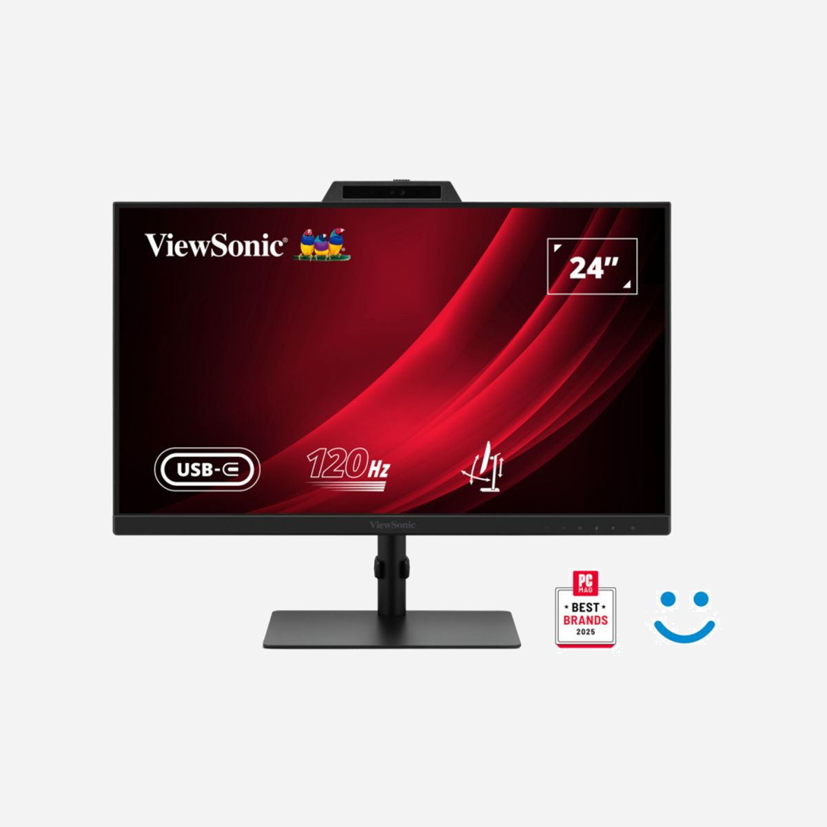 Viewsonic VG2441V Moniteur Visioconférence 24" LED IPS Full HD 1920x1080 120Hz 4ms 250cd/m² Webcam 5MP Haut-parleurs 4W USB Type-C Hub VESA - Viewsonic VG2441V. Taille de l'écran: 61 cm (24"), Technologie d'affichage: LED, Résolution de l'écran: 1920 x 1080 pixels. Mégapixel: 5 MP. Puissance évaluée de RMS: 4 W. Couleur du produit: Noir, Mise en page: Paysage/portrait, Forme d'écran: Plat. Connecteur USB: USB Type-A, USB Type-C
