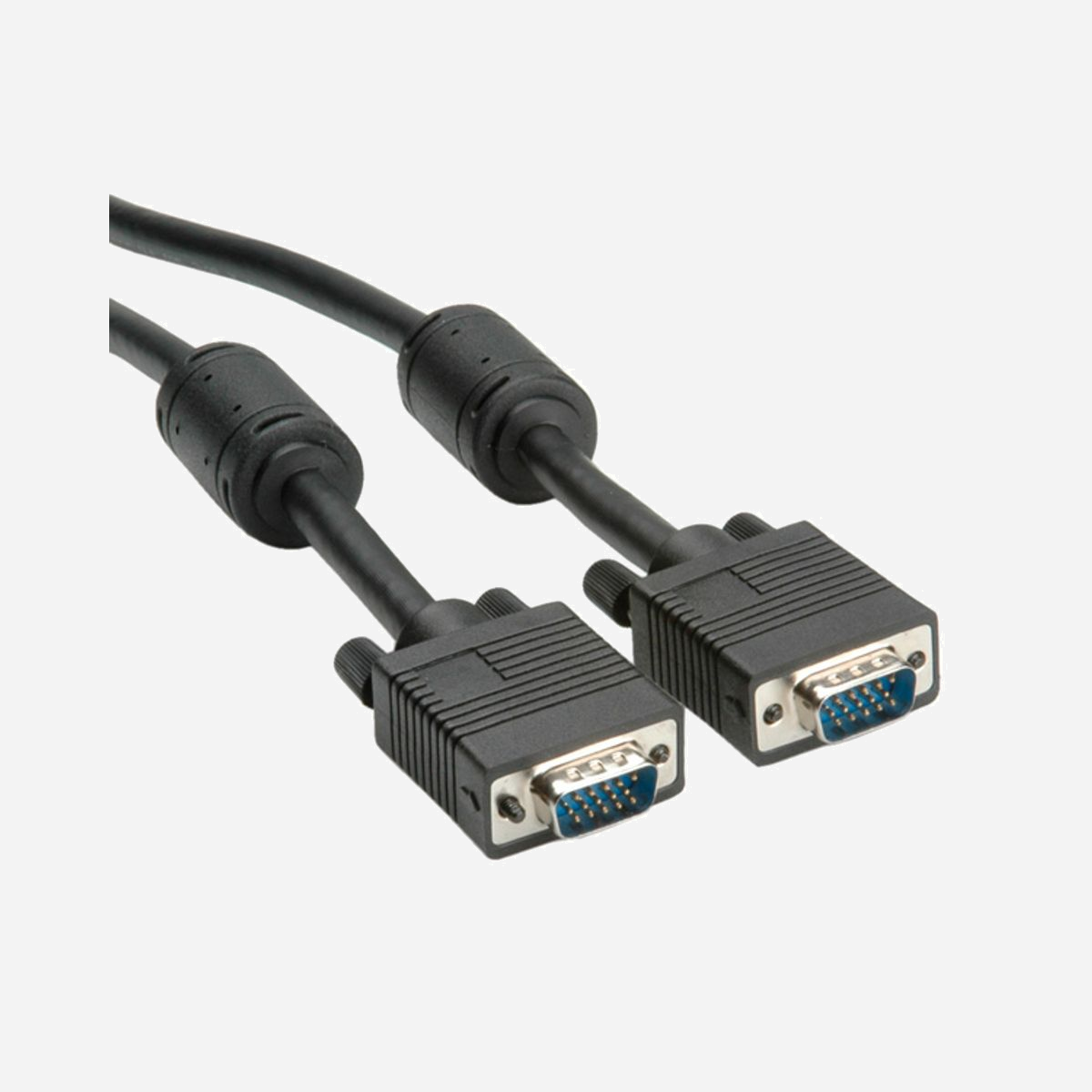 ROLINE Câble VGA HD15 M/M 15m avec Ferrites & DDC - Connecteurs Mâle VGA (D-Sub) Noir - Double Blindage Feuille/Tresse - Référence 11.04.5665 - <ul><li>Câble de raccordement pour écrans <b>avec deux noyaux de ferrite et fonction DDC</b></li></ul><ul><li>Les 15 pins sont connectés</li><li>Câble à double blindage (blindage par feuille et par tresse)</li><li>Vis de fixation</li></ul>.