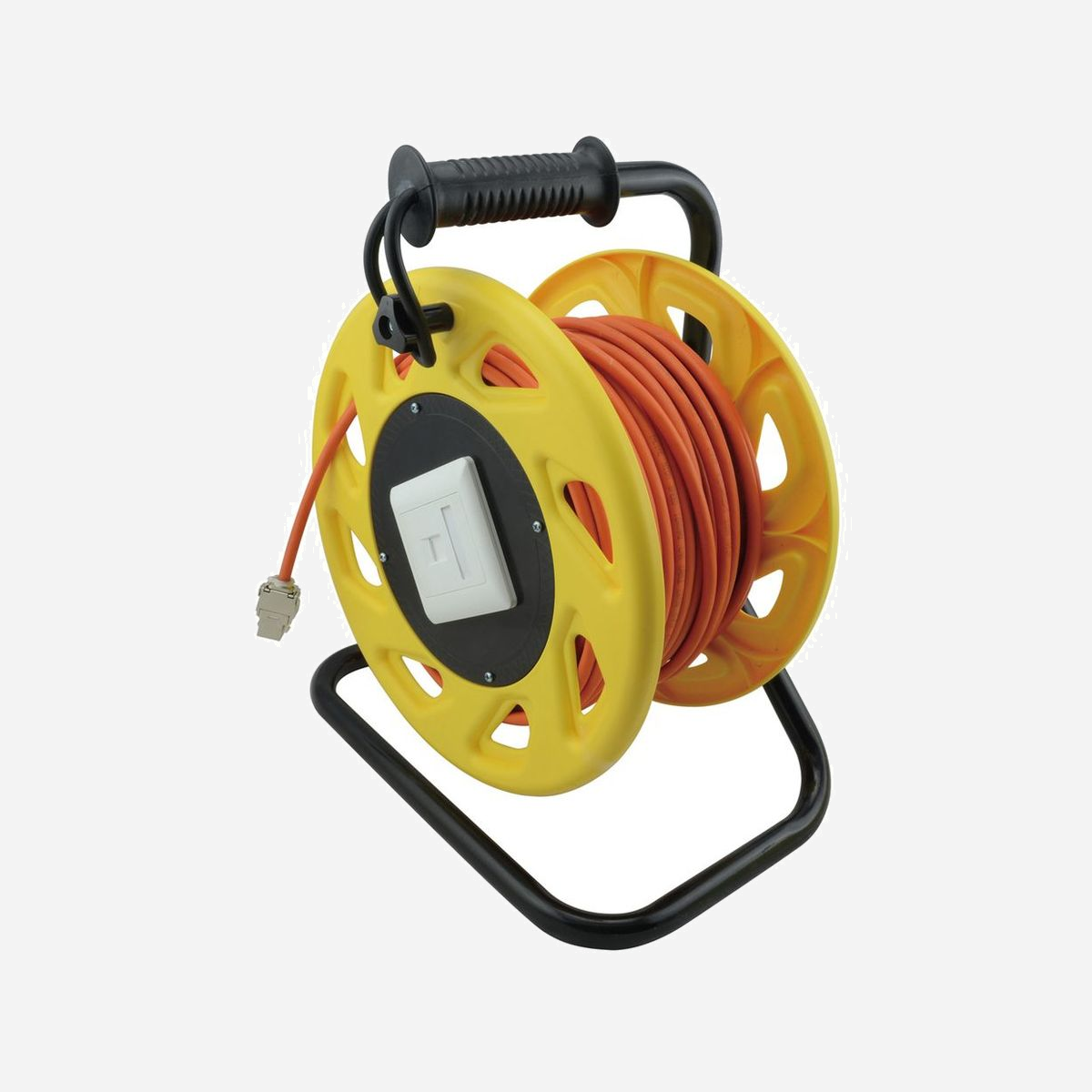ROLINE 21.15.0007 Câble Réseau Cat6a S/FTP (S-STP) Orange 60m RJ45 Femelle-Femelle, Enrouleur de câble, Cuivre AWG26, 1000MHz, PVC - Câble d'installation réseau de catégorie 6A pour un câblage temporaire, par exemple lors de salons.