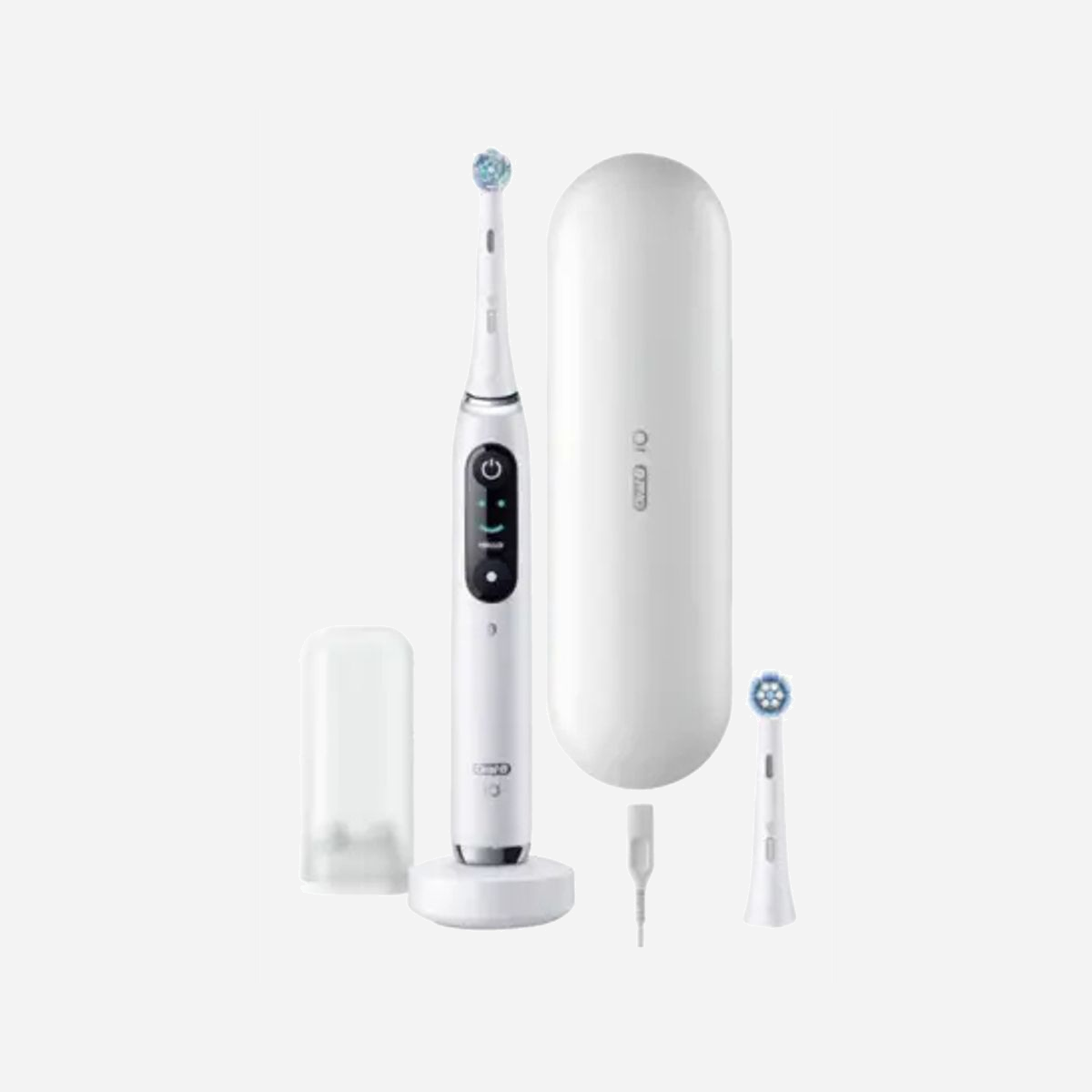 Oral-B iO 9N Brosse à Dents Vibrante Adulte Blanche avec 7 Modes (Soin Quotidien, Gencives, Intense, Sensible, Tongue care, Blanchiment), Capteur de Pression et 2 Têtes - Oral-B iO 9N. Utilité: Adulte, Type de brosse à dents: Brosse à dents vibrante, Modes de brossage de dents: Soin quotidien, Soins des gencives, Intense, Sensible, Super sensitive, Tongue care, Blanchiment. Source d'alimentation: Batterie, Type de batterie: Batterie intégré. Largeur du colis: 181 mm, Profondeur du colis: 102 mm, Hauteur du colis: 258 mm. Nombre de poignées fournis: 1 pièce(s), Nombre de têtes de brossage incluses: 2 pièce(s)