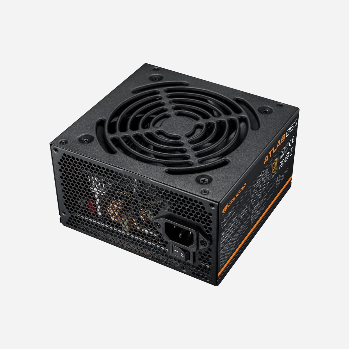 COUGAR CGRVG-750 - Alimentation ATX 750W 80 PLUS Bronze, PFC Actif, 100-240V, Ventilateur 12cm, Connecteur 24-pin, 6 SATA, 4 PCIe (6+2), 1 PCIe (12+4) - COUGAR CGRVG-750. Puissance totale: 750 W, Tension d'entrée AC: 100 - 240 V, Fréquence d'entrée AC: 50/60 Hz. Connecteur de la carte mère: 24-pin ATX, Longueur de câble d'alimentation de carte-mère: 55 cm, Longueur du câble d'alimentation SATA: 150,450 mm. Utilité: PC, Facteur de forme de l'unité d'alimentation: ATX, Certification 80 PLUS: 80 PLUS Bronze. Couleur du produit: Noir, Type de refroidissement: Actif, Diamètre du ventilateur: 12 cm. Certification: CE, FCC, RoHS