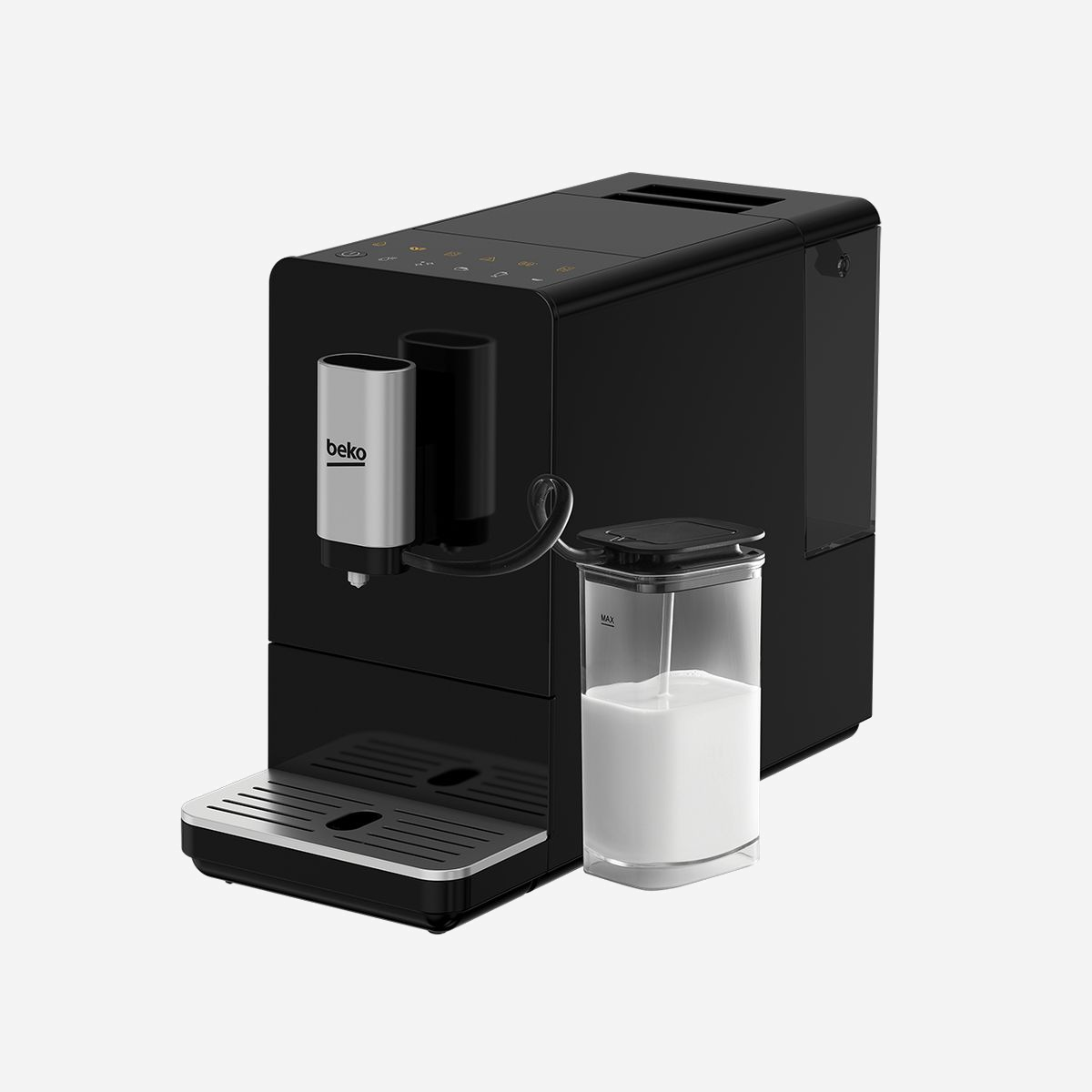 Beko CEG 3194 B Machine Expresso Automatique, 1.5L, 1350W, 19 Bar, Broyeur 5 Niveaux, Mousseur, Multi-Boissons, Noir, Comptoir - Beko CEG 3194 B. Type de produit: Machine à expresso, Type de cafetière: Entièrement automatique, Capacité du réservoir d'eau: 1,5 L, Type d'entrée à café: Café en grains, Réservoir de café: Tasse, Broyeur intégré. Puissance: 1350 W. Couleur du produit: Noir